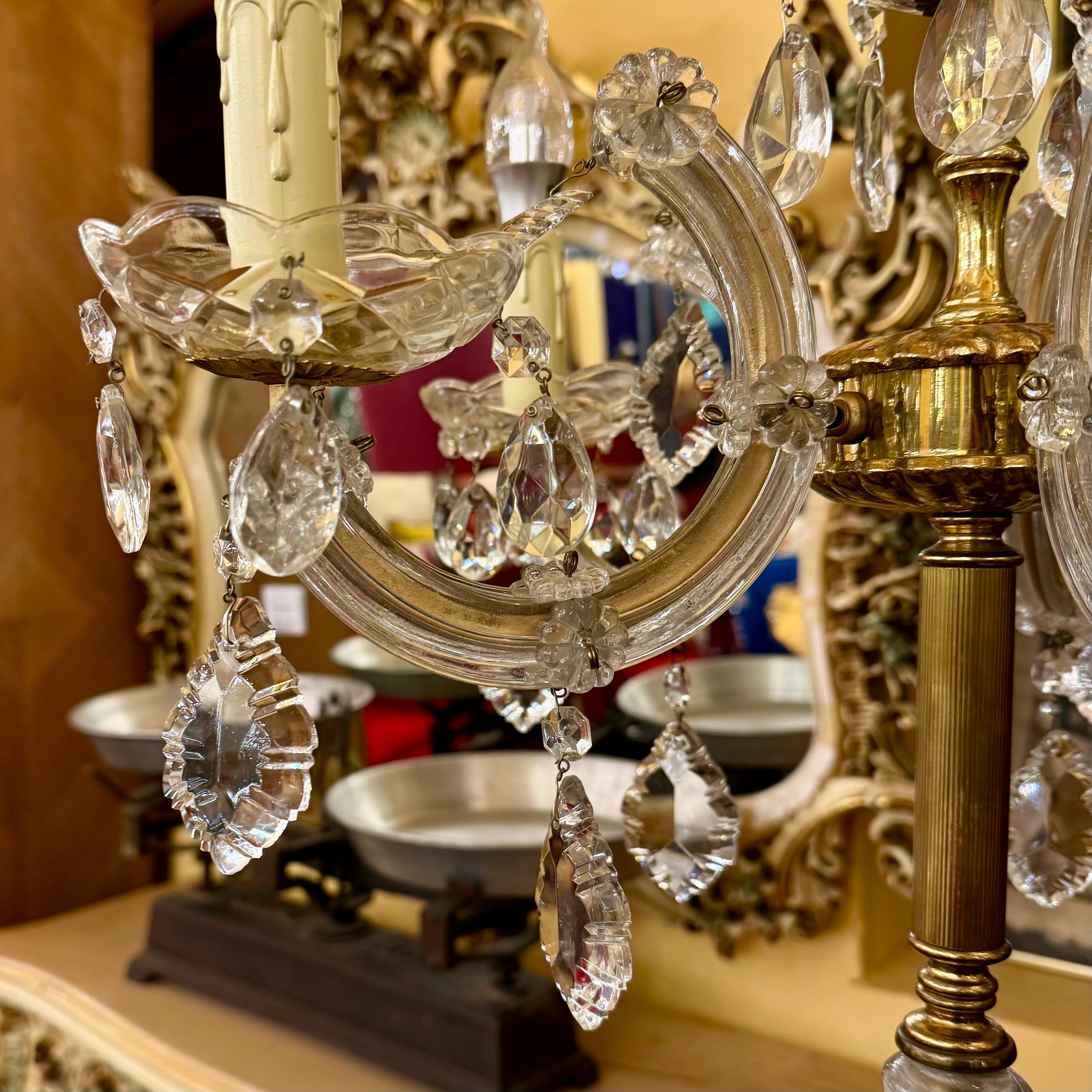 Near Pair of Italian Maria Theresa Candelabra Lamps