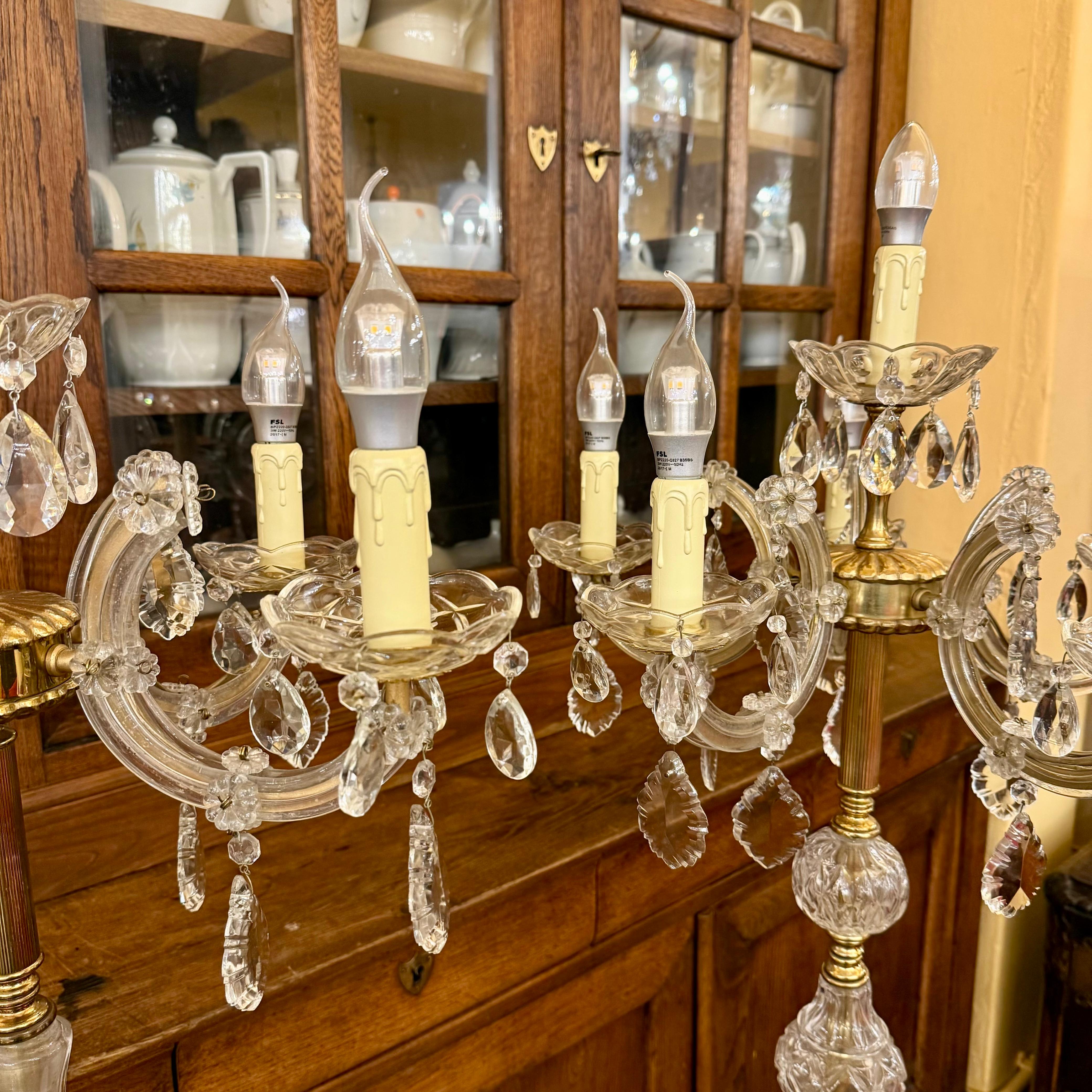 Near Pair of Italian Maria Theresa Candelabra Lamps