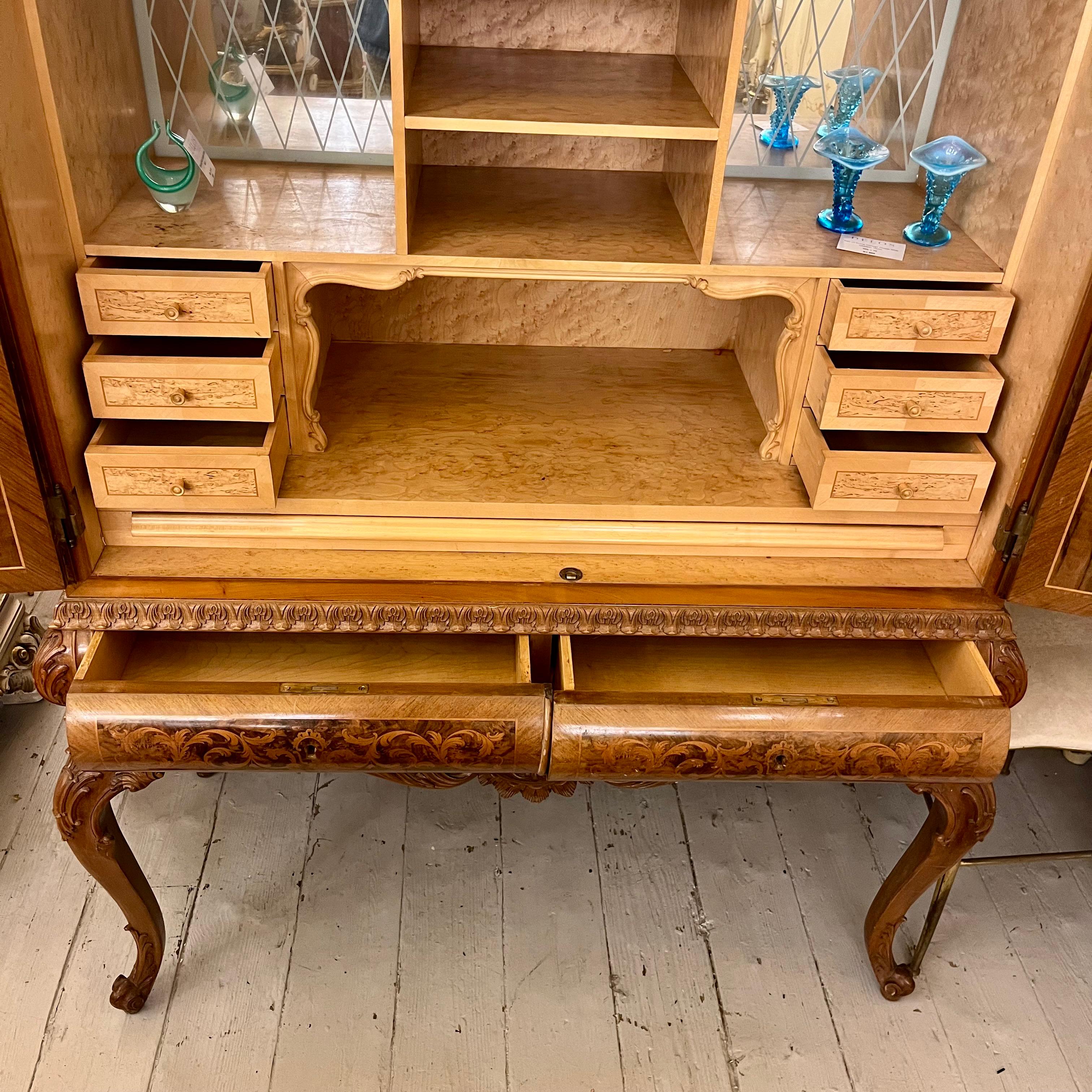 Italian Inlaid Walnut Secretaire, c. 1950s - SOLD