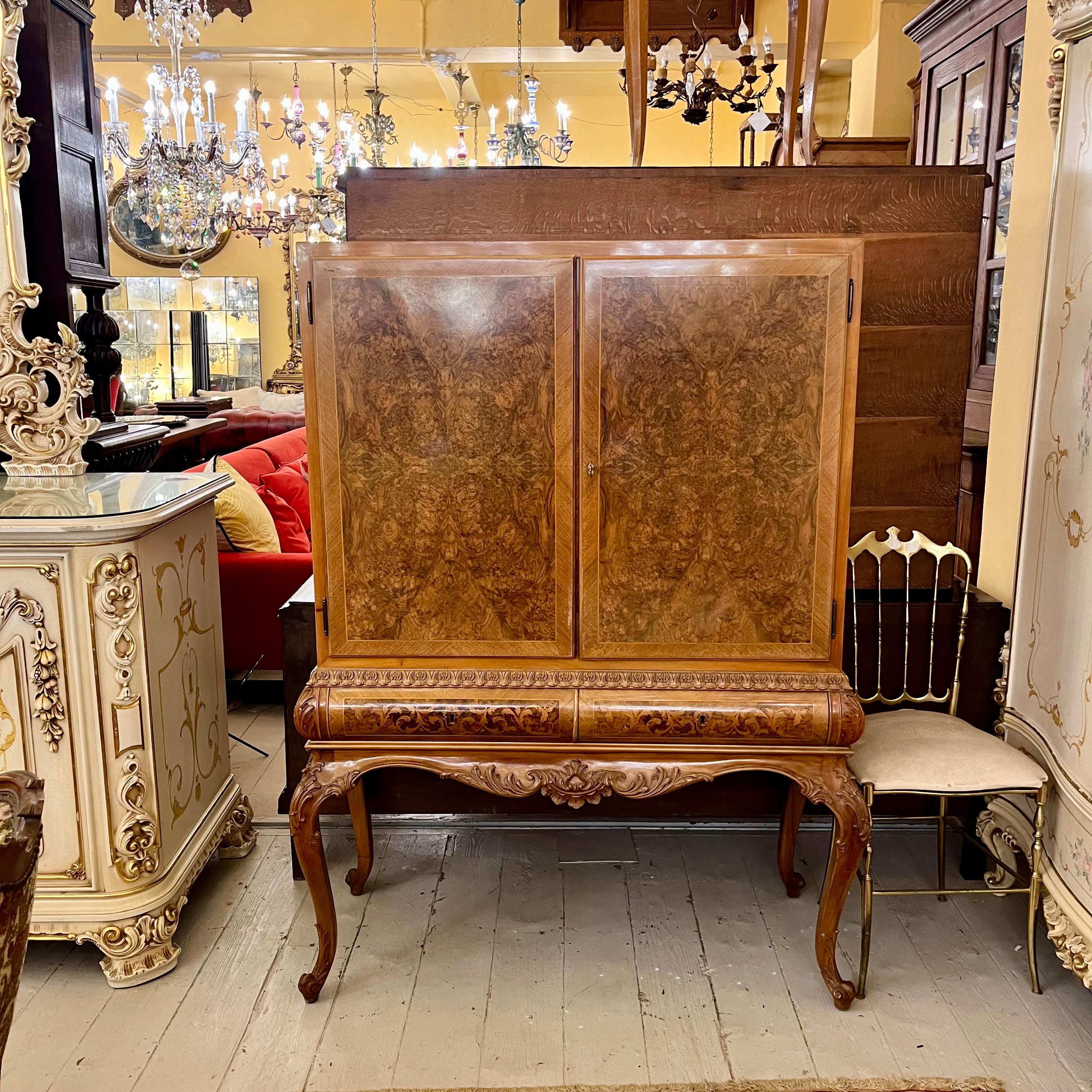 Italian Inlaid Walnut Secretaire, c. 1950s - SOLD