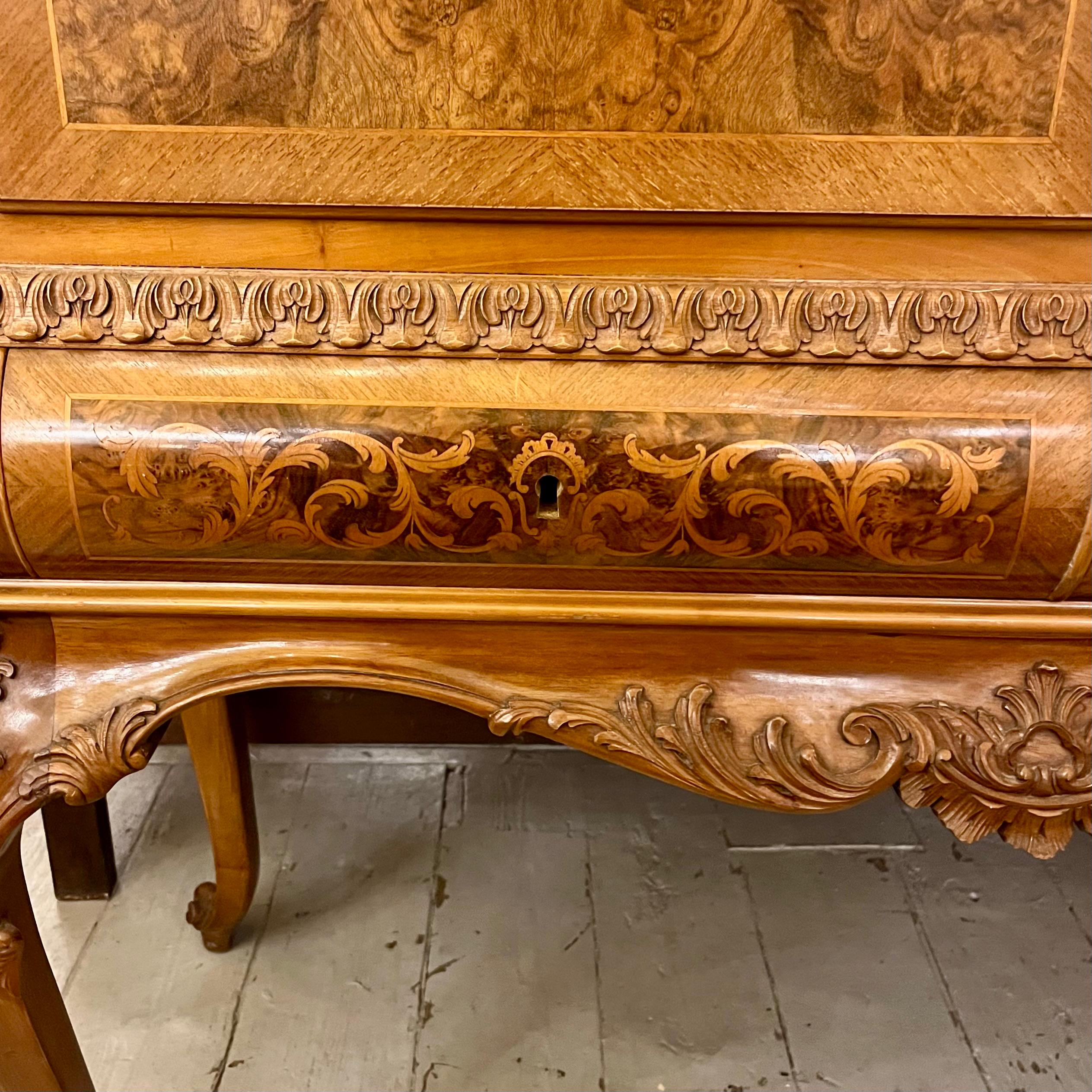 Italian Inlaid Walnut Secretaire, c. 1950s - SOLD