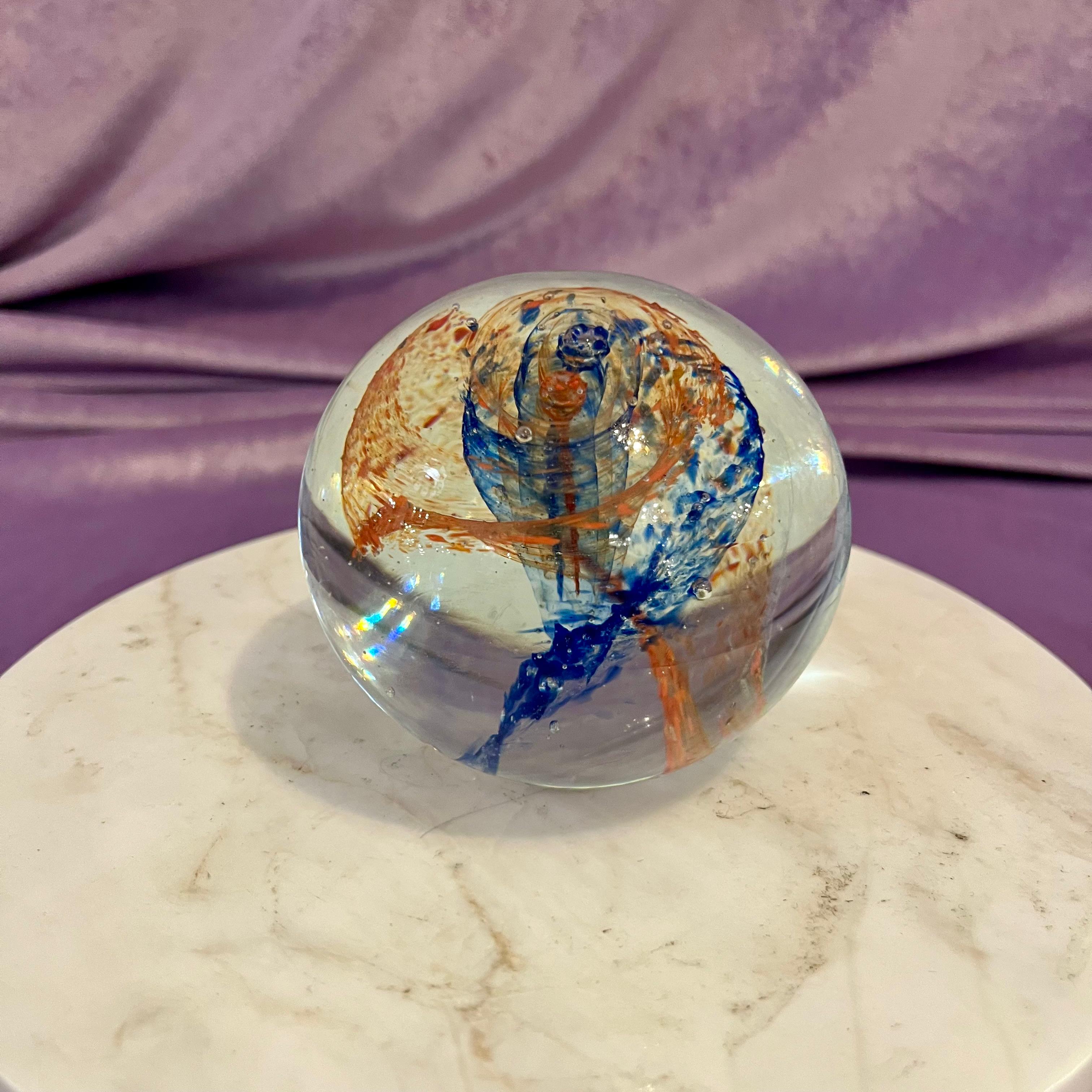 Vintage Art Glass Paperweight, Swirl Motif, c. Late 20th Century - SOLD