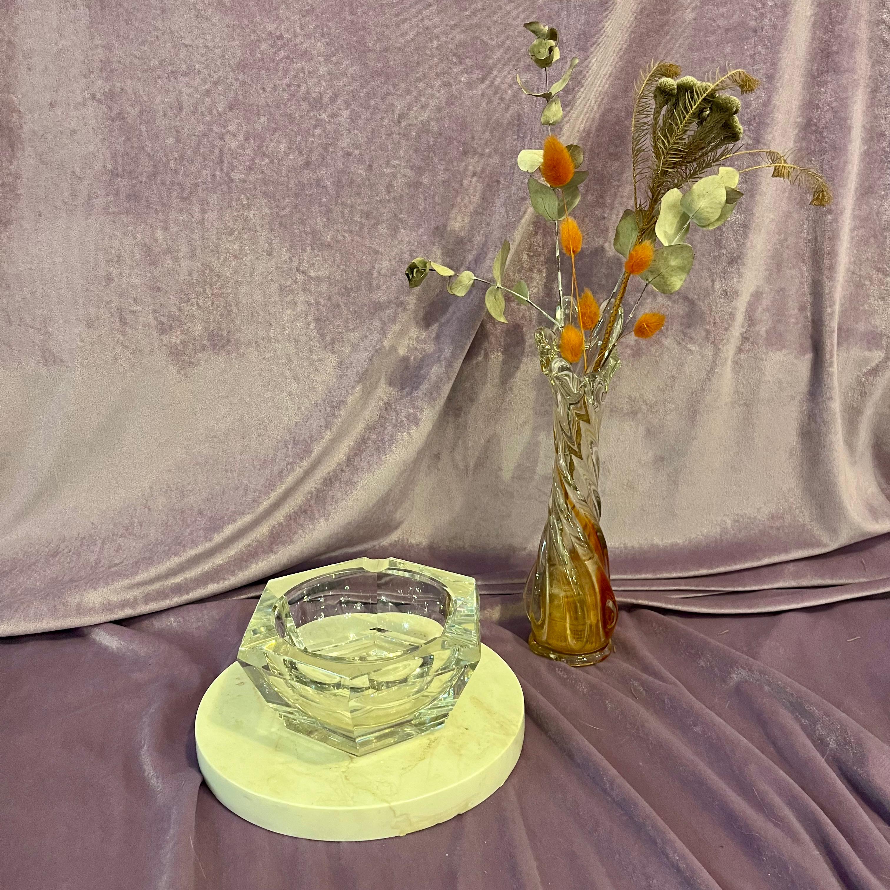 Vintage Clear Geometric Ashtray