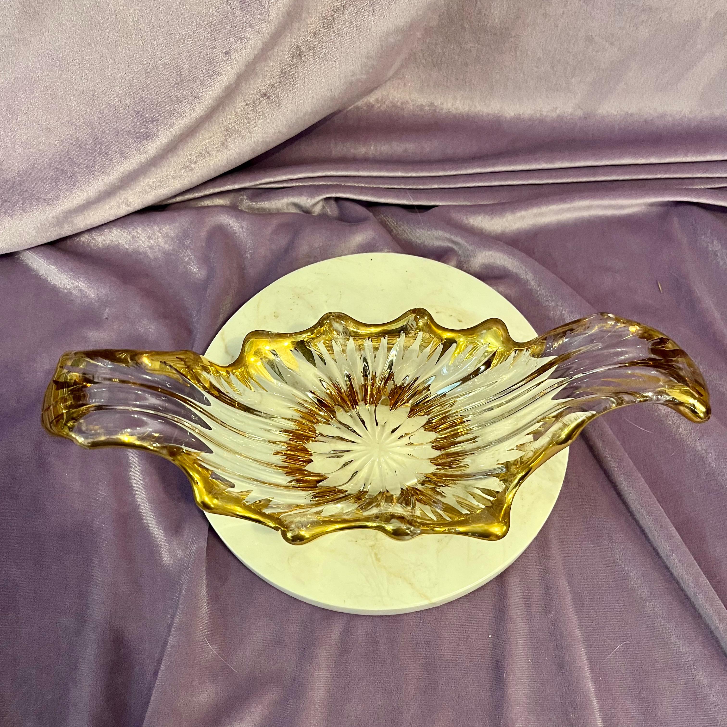 Vintage Glass bowl with Gold Accent Trim - SOLD