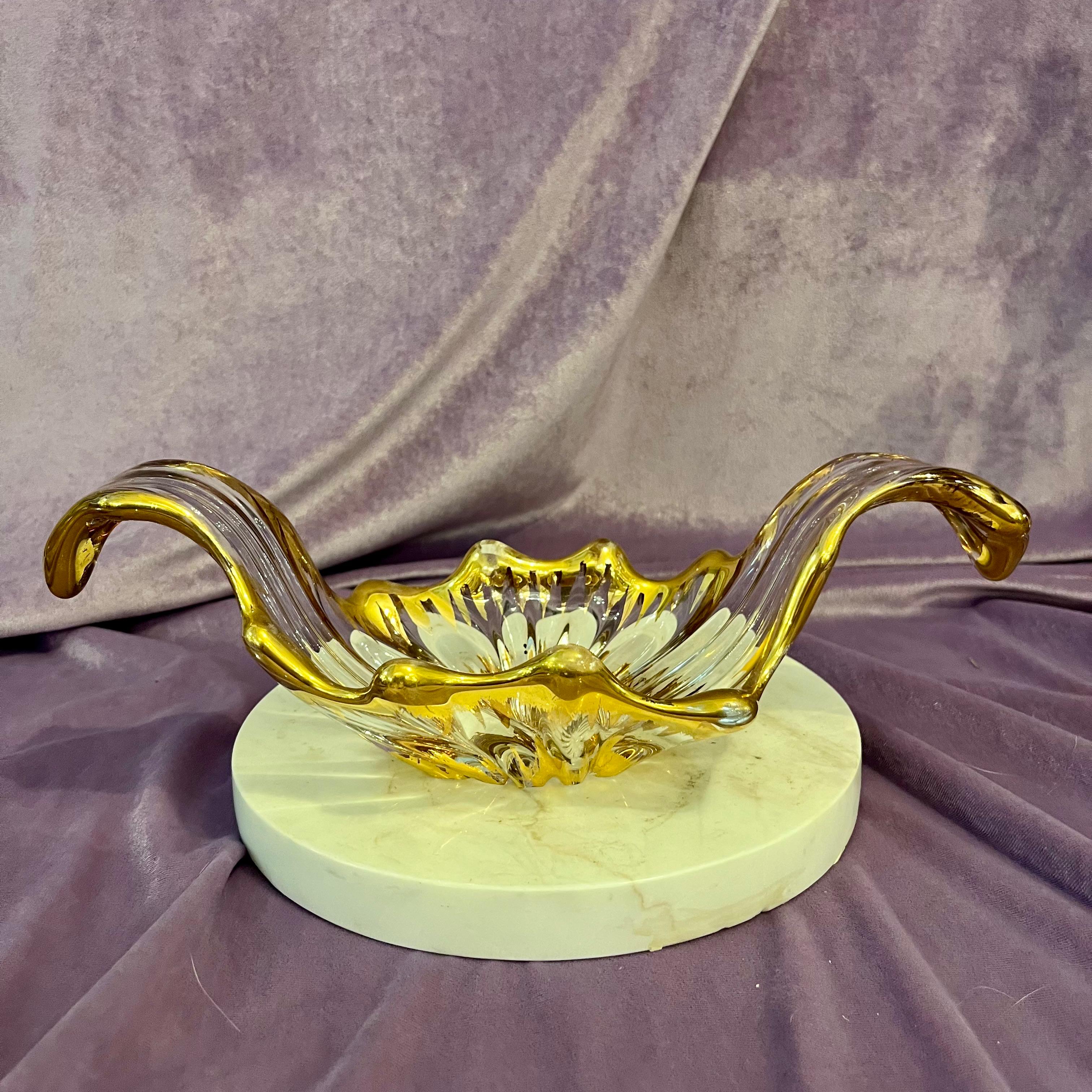 Vintage Glass bowl with Gold Accent Trim - SOLD