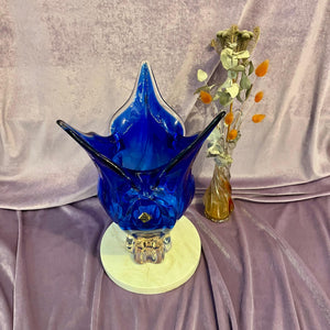 Large Cobalt Blue Chribska Art Glass Vase, Czechoslovakia, c. 1960s–70s