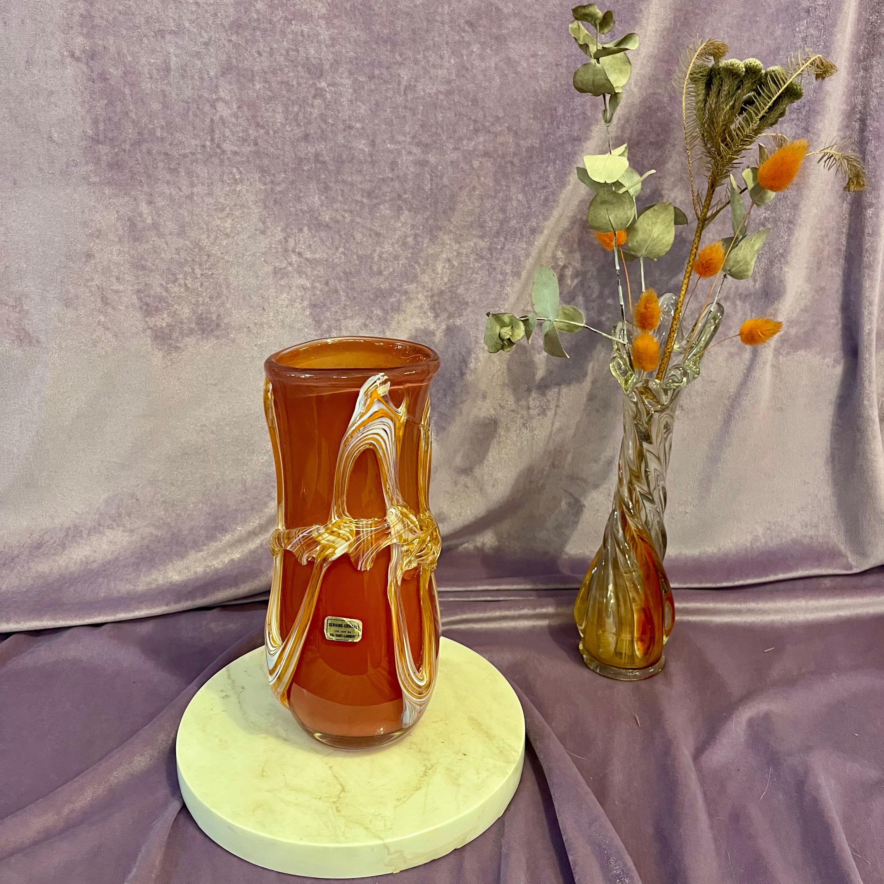 Vintage Val Saint Lambert Art Glass Vase