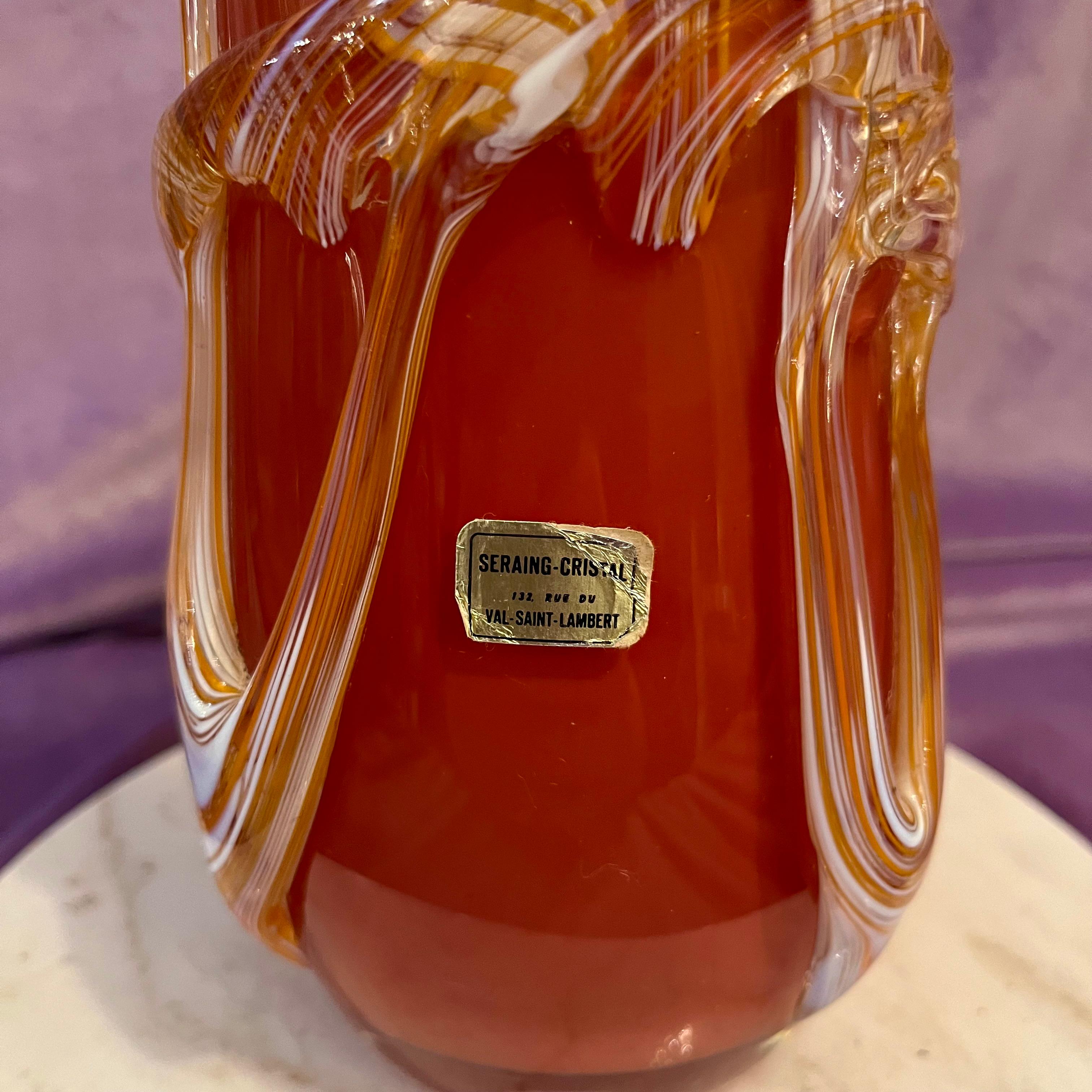 Vintage Val Saint Lambert Art Glass Vase