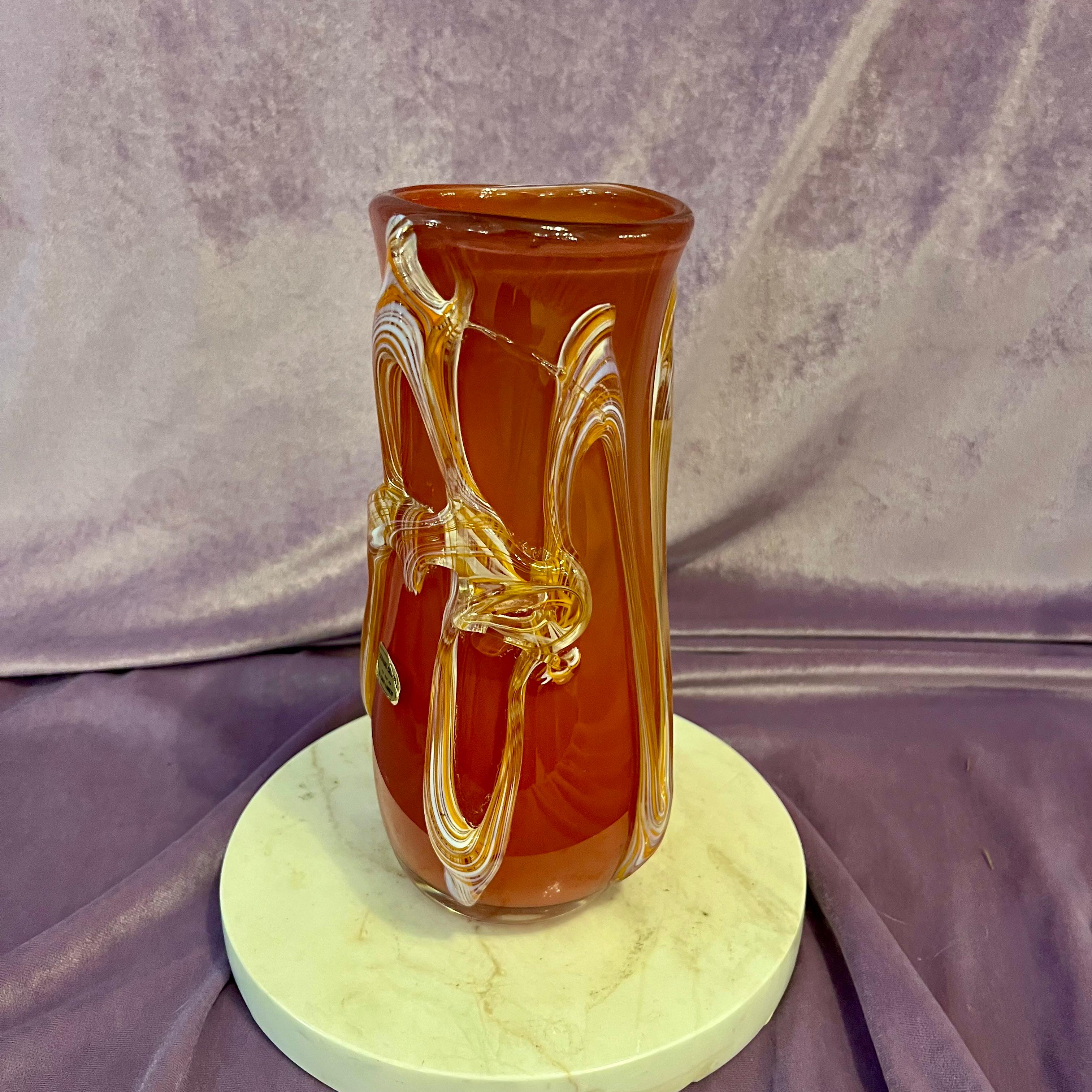 Vintage Val Saint Lambert Art Glass Vase