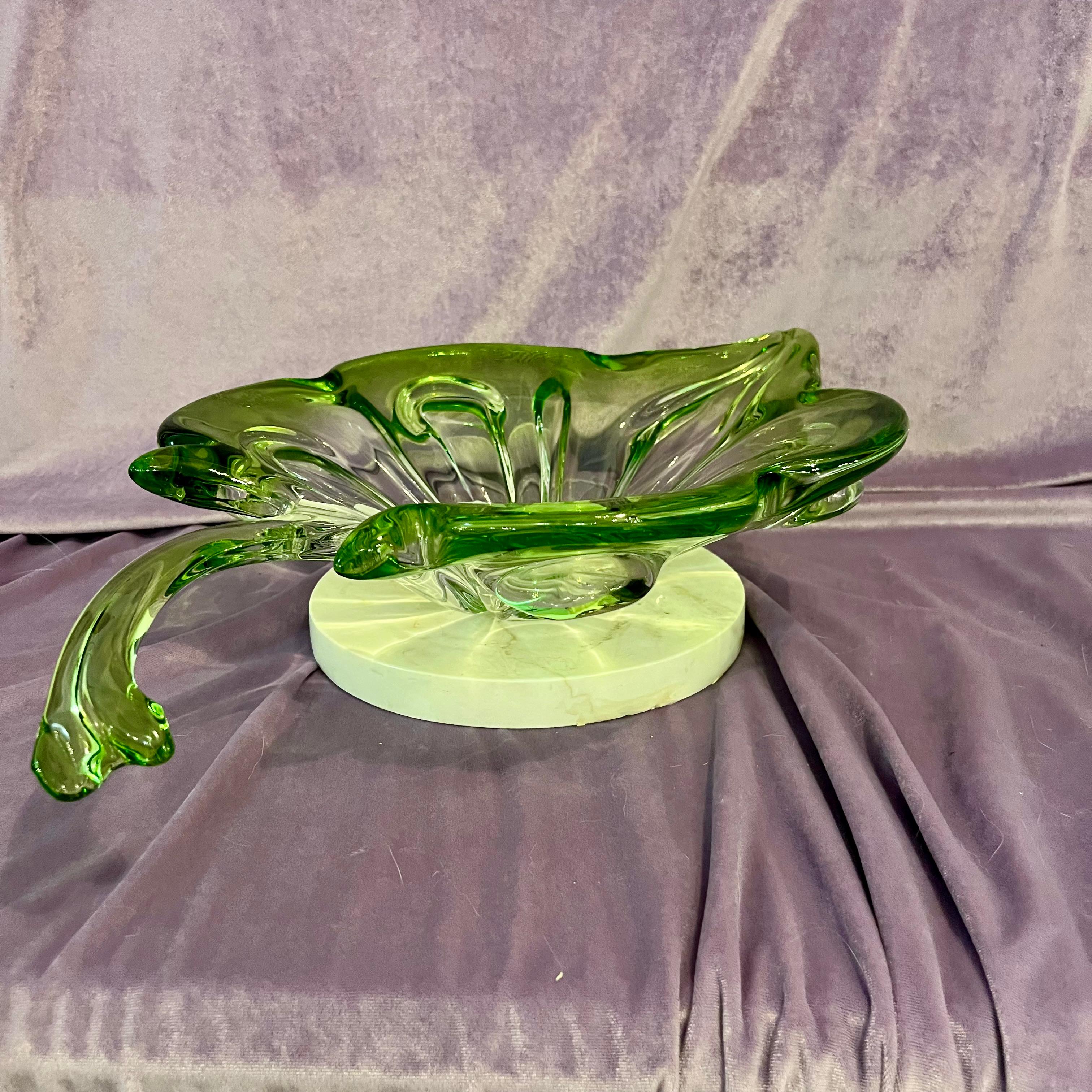 Large Murano Green Leaf Bowl - SOLD