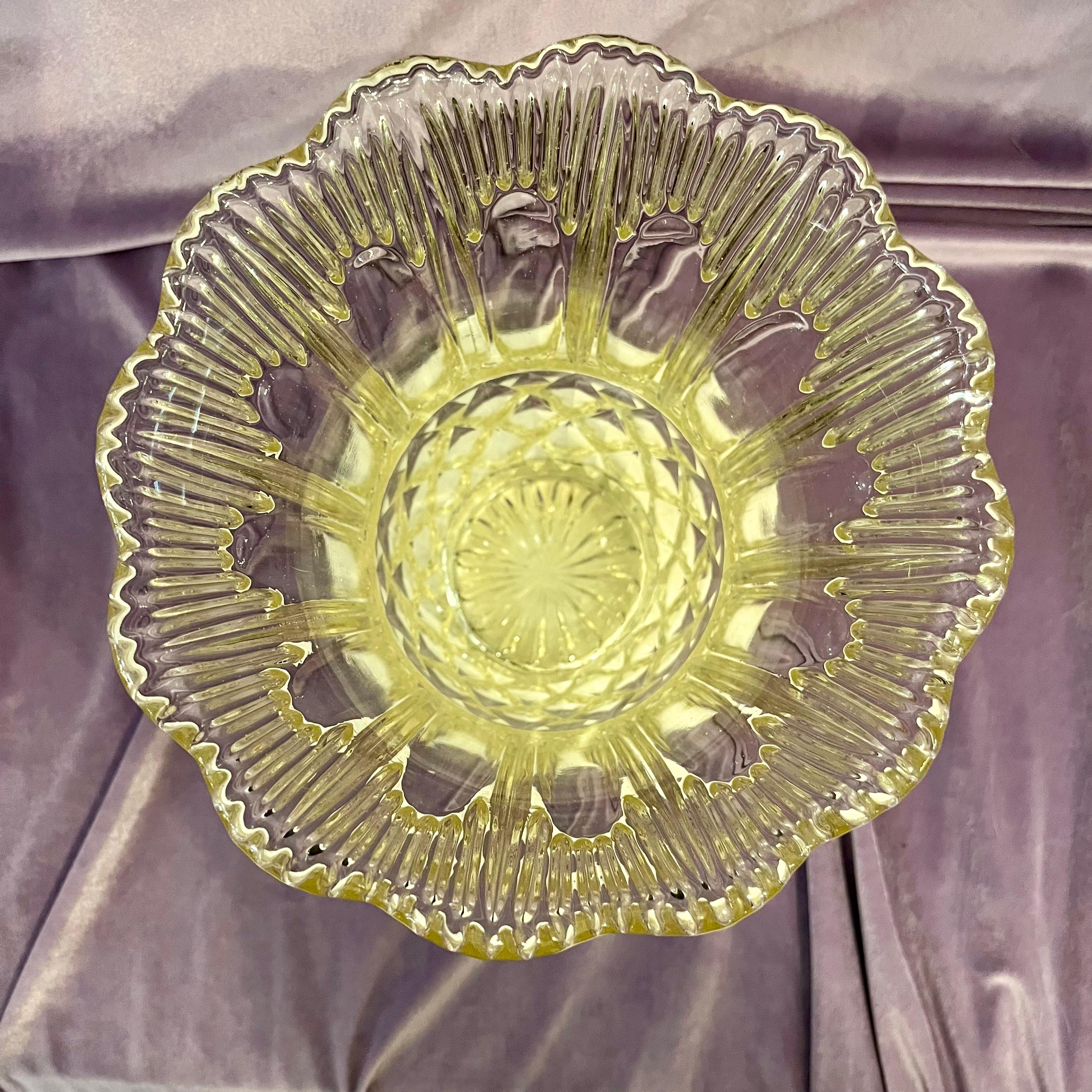 Amber Tinted Crystal Vase with Scalloped Rim