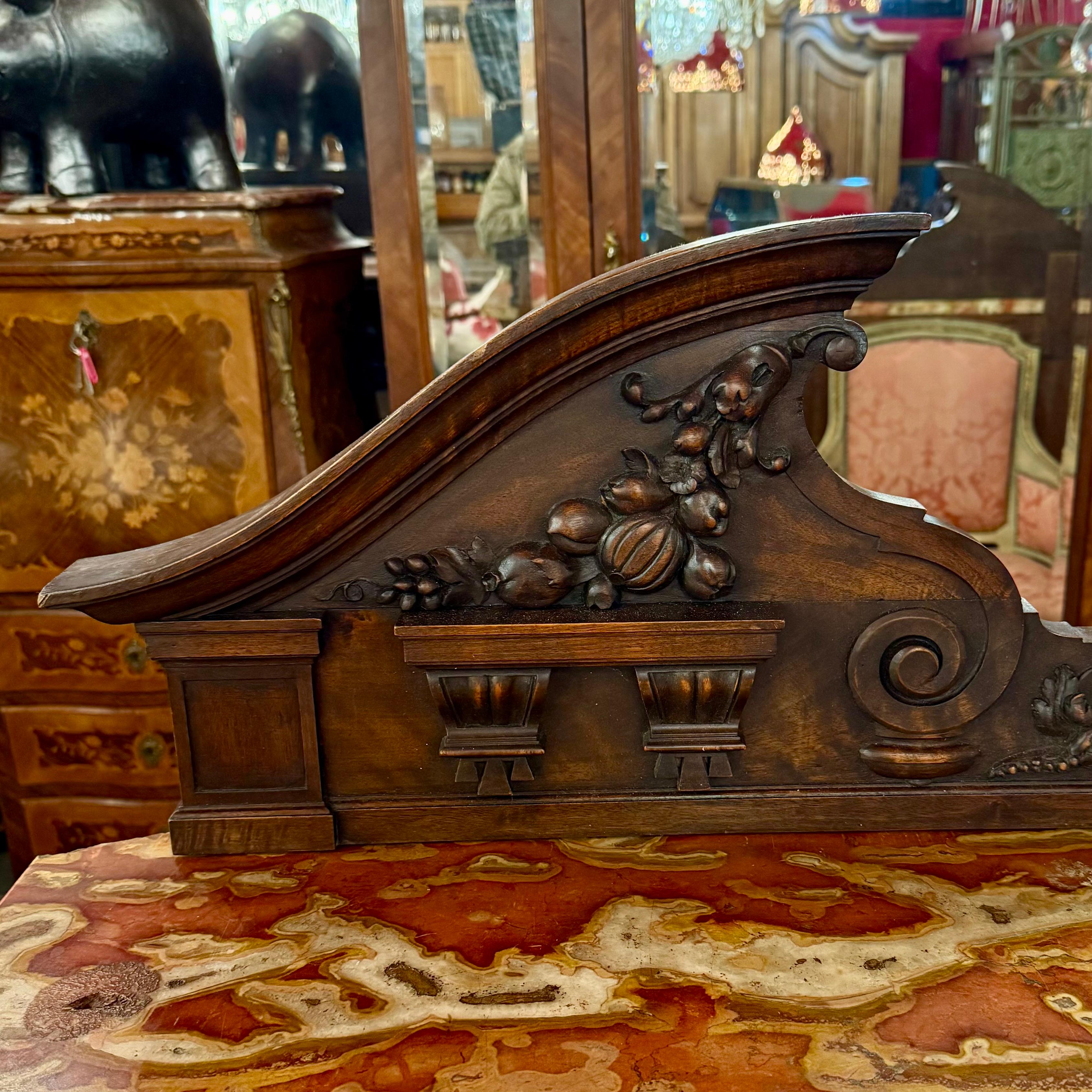 Large Walnut and Marble-Top Buffet with Carved Detail, c. Late 19th Century
