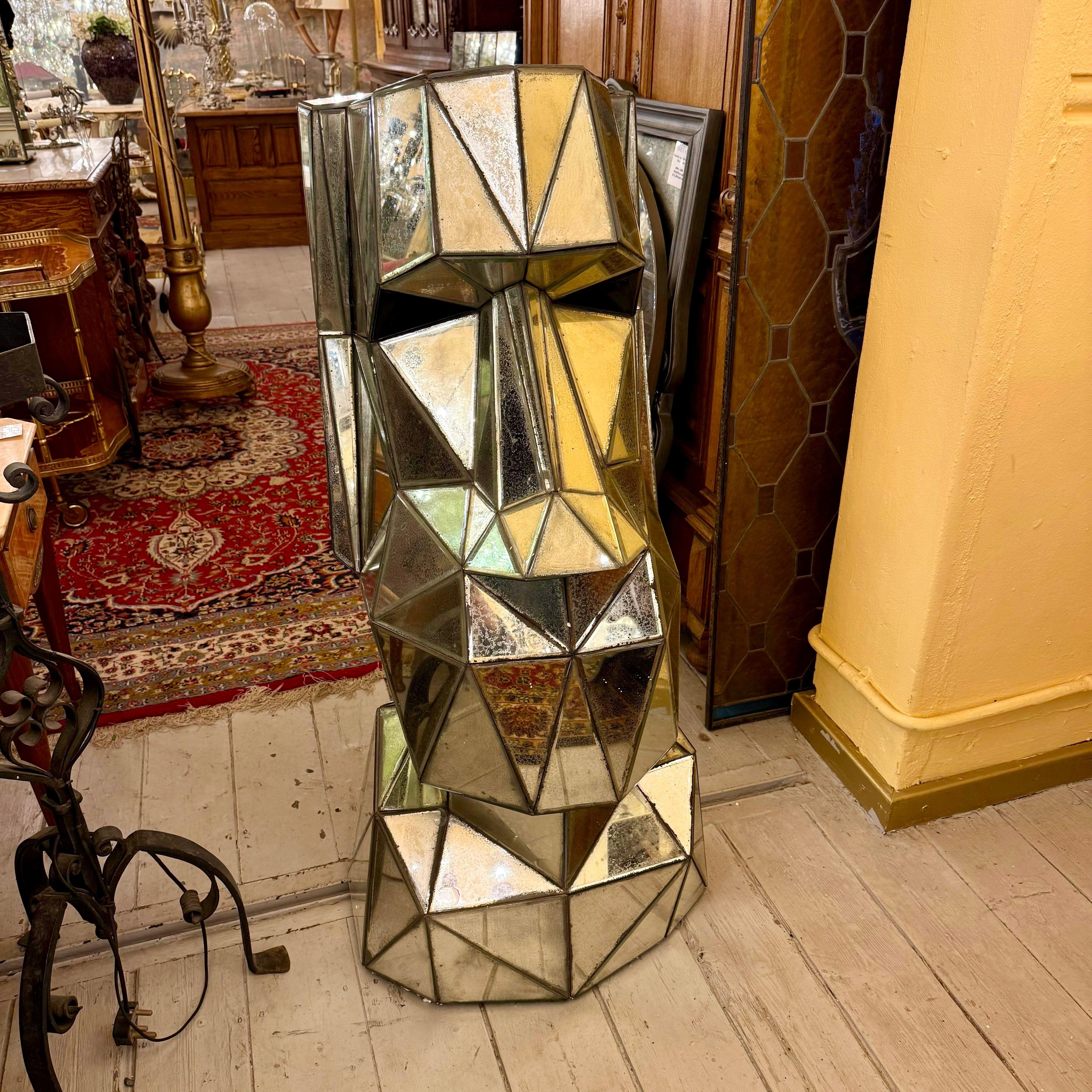 Aged Contemporary Moai Mirror Statue