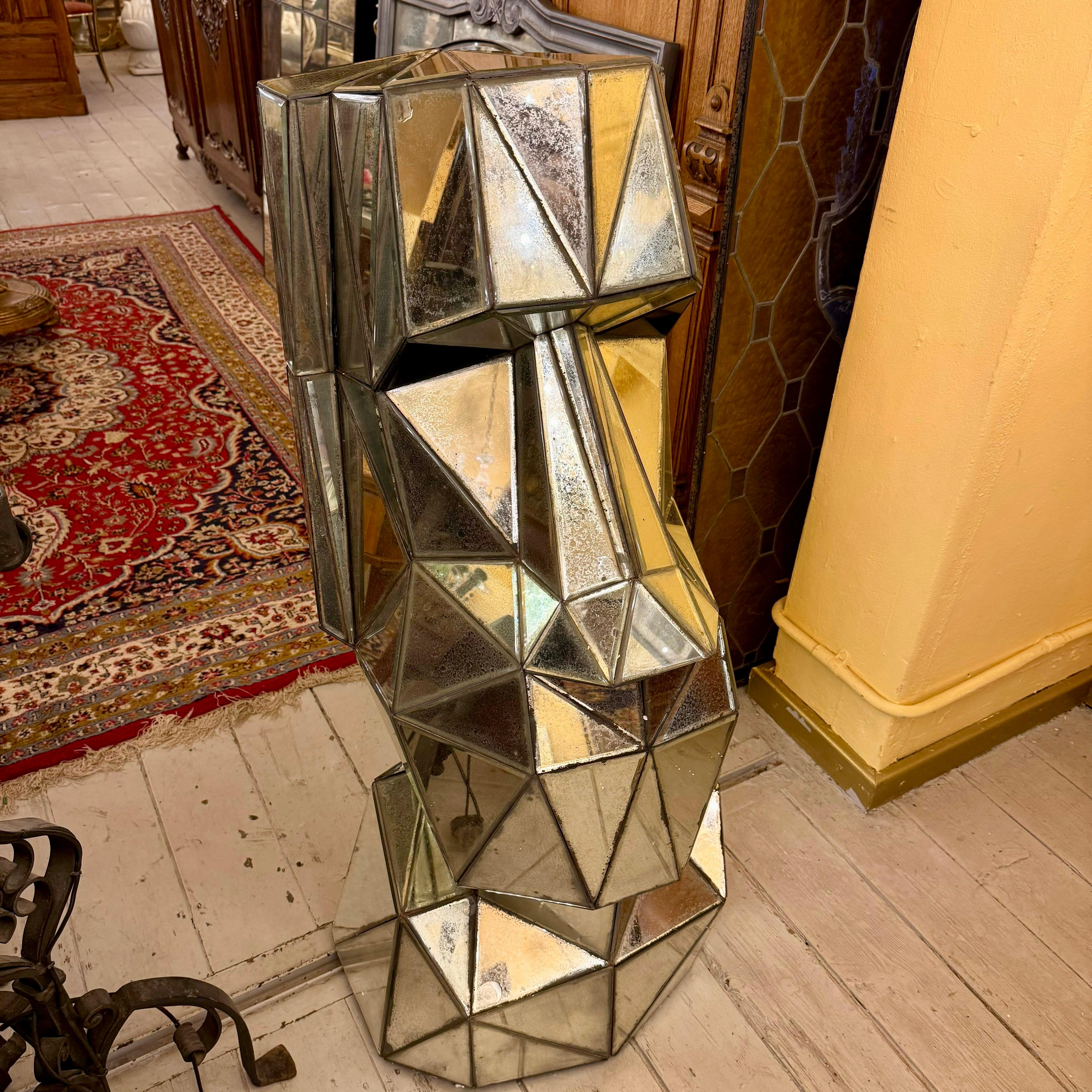 Aged Contemporary Moai Mirror Statue