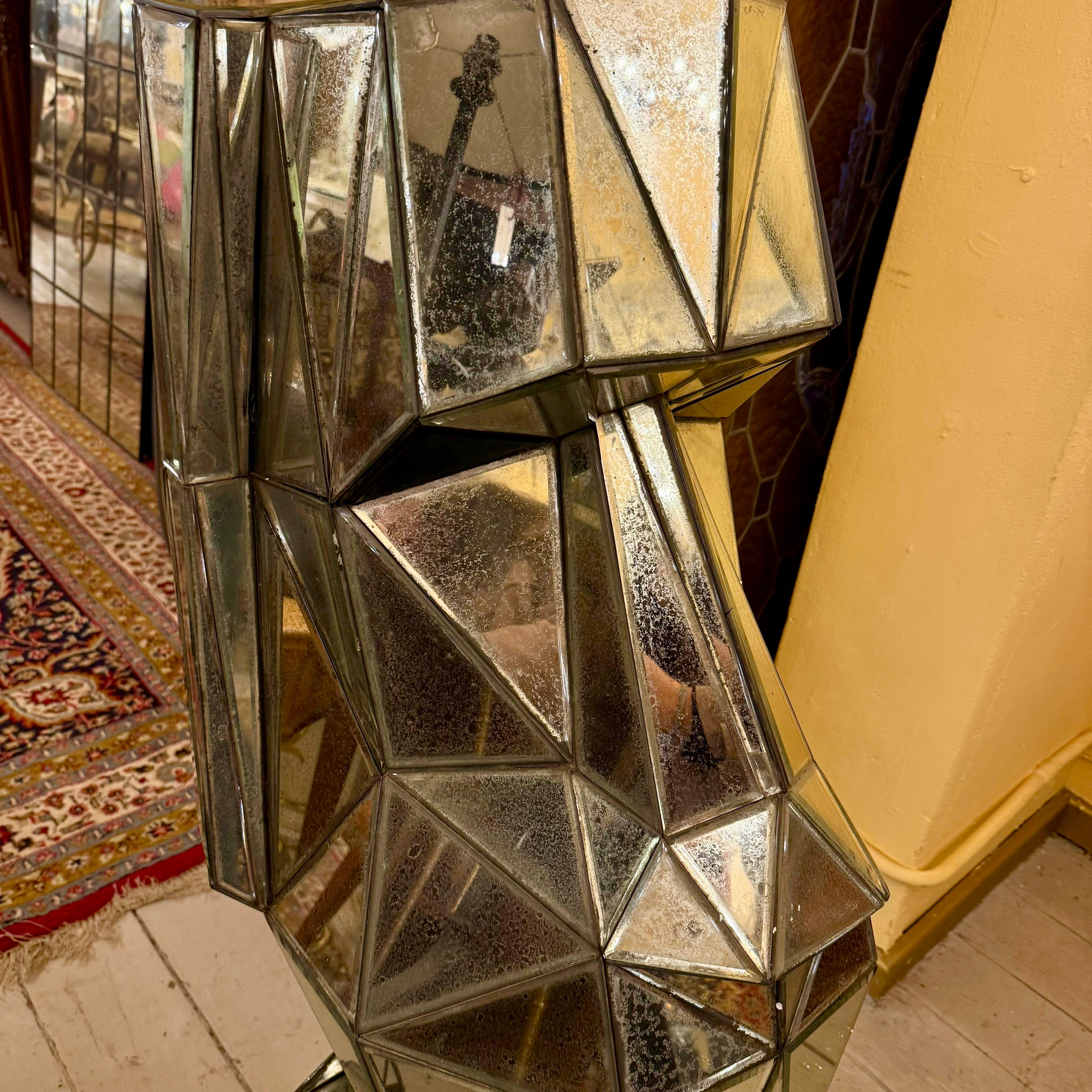 Aged Contemporary Moai Mirror Statue