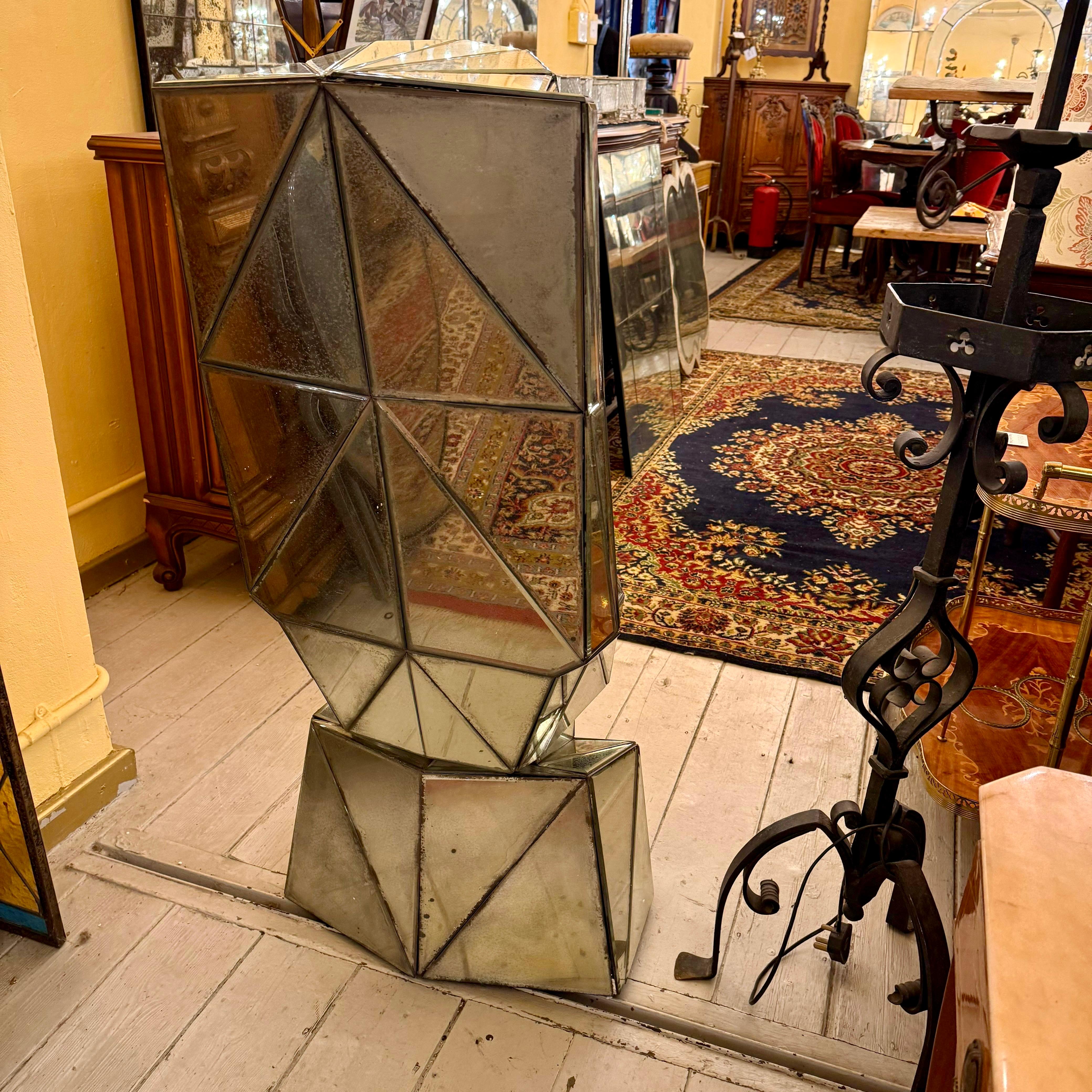 Aged Contemporary Moai Mirror Statue