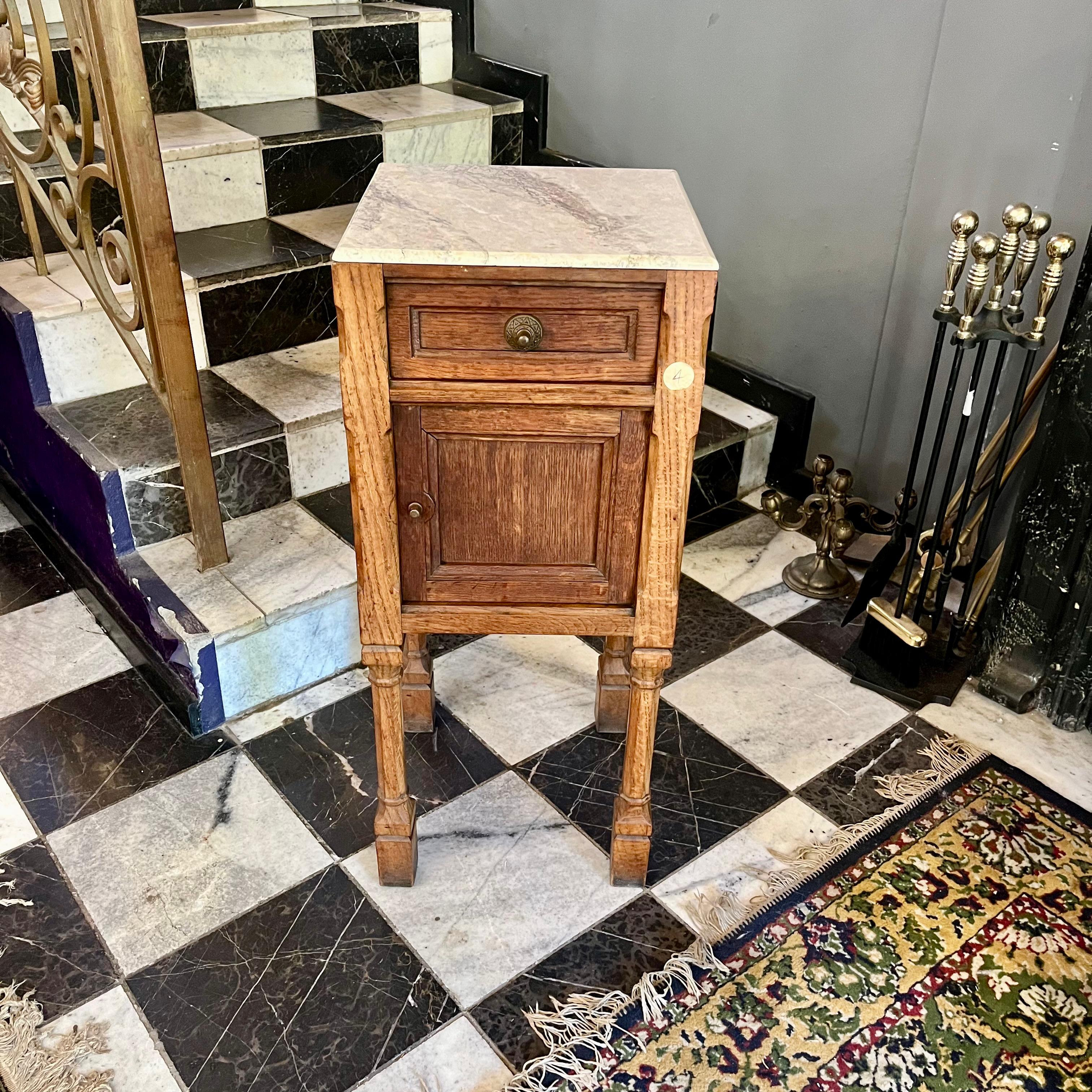 Oak Pedestal with Cream Marble Top