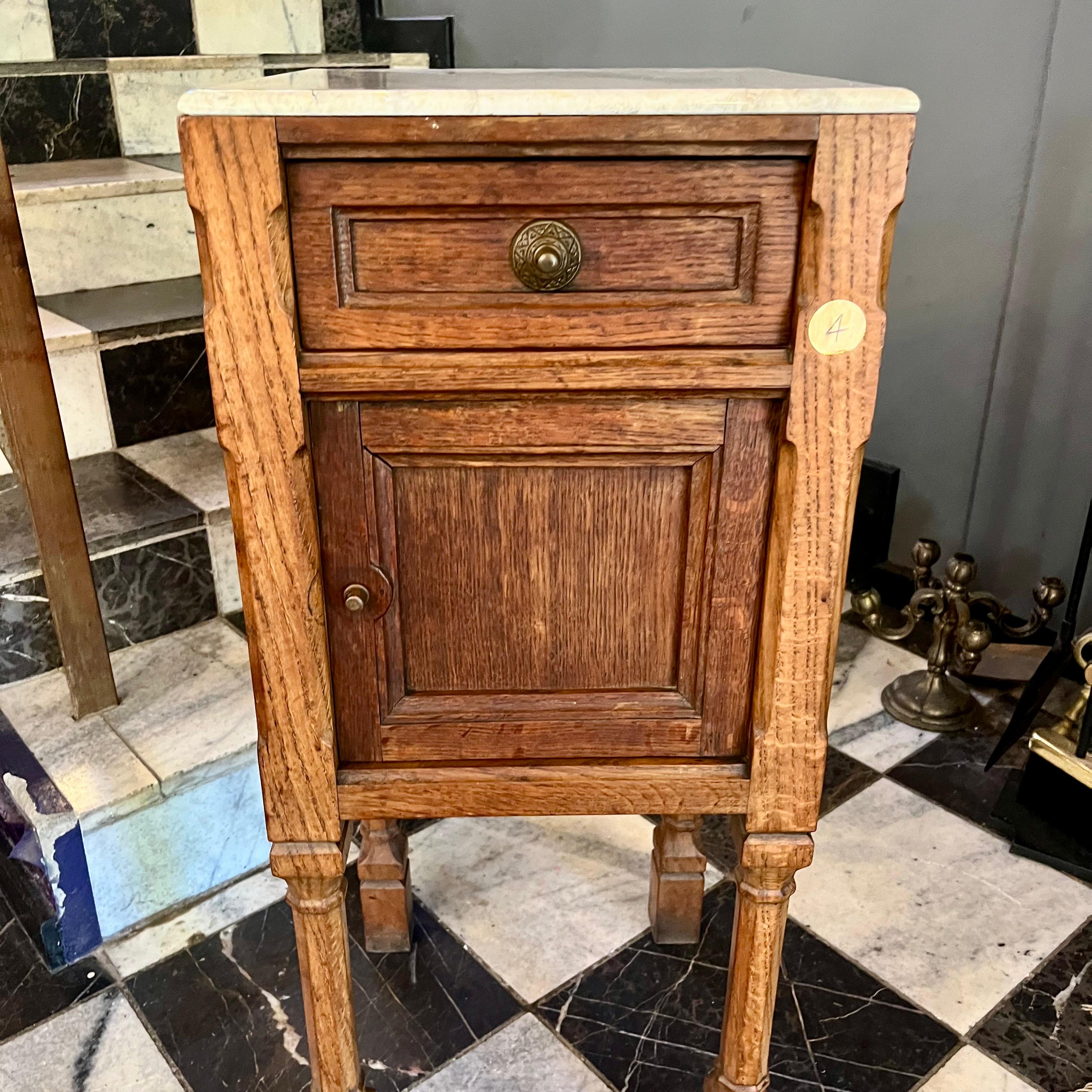 Oak Pedestal with Cream Marble Top