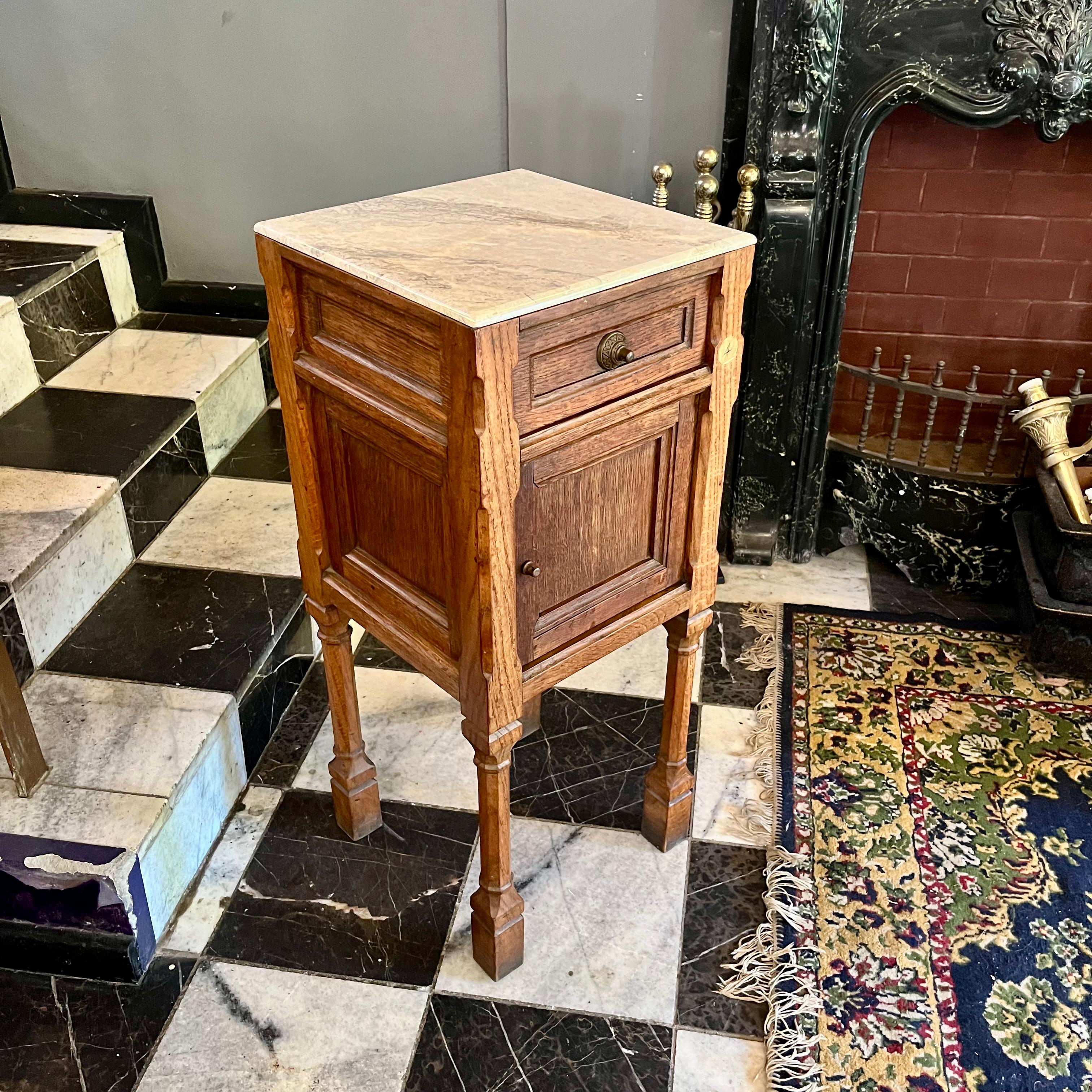 Oak Pedestal with Cream Marble Top