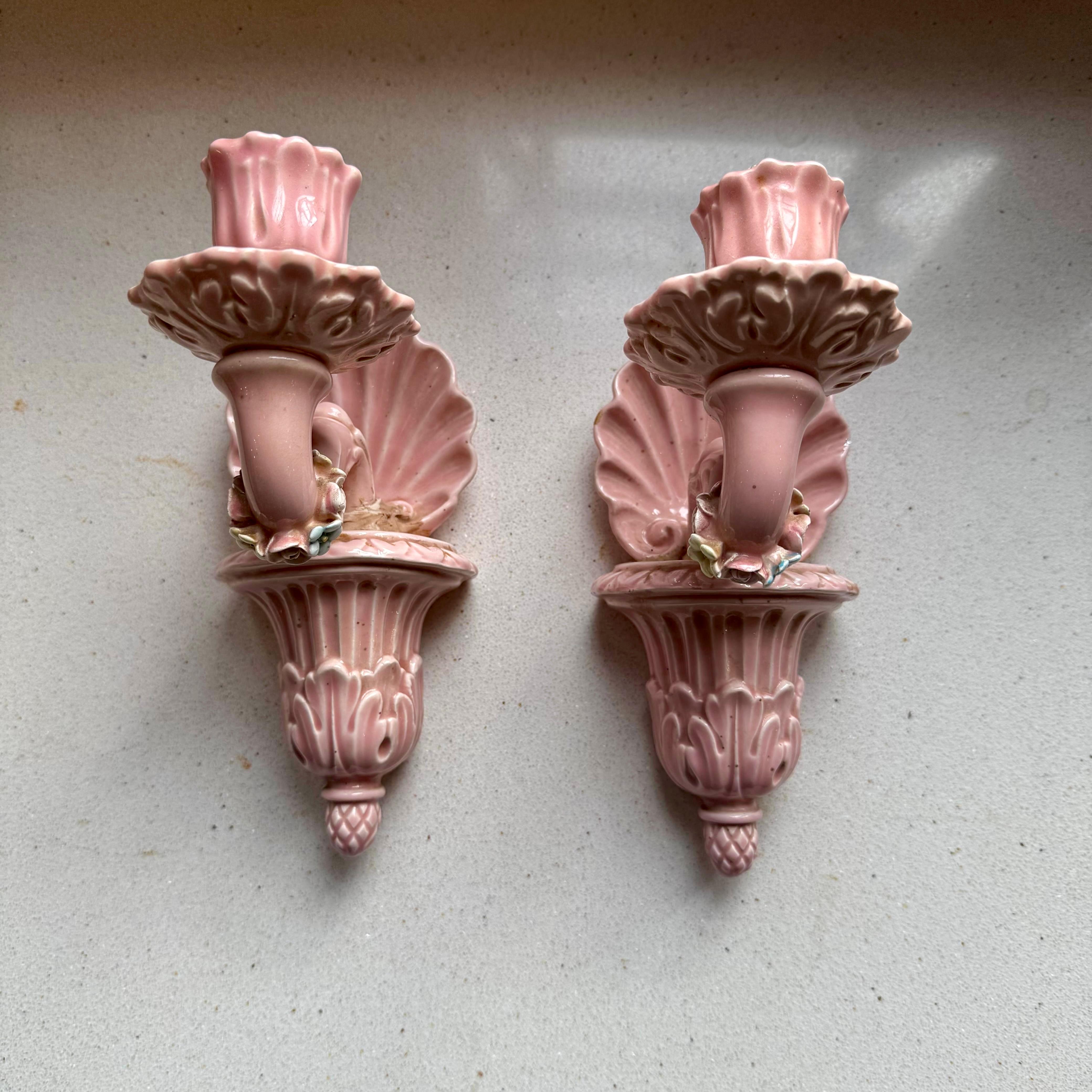 1930s Vintage Italian Porcelain Sconces - SOLD