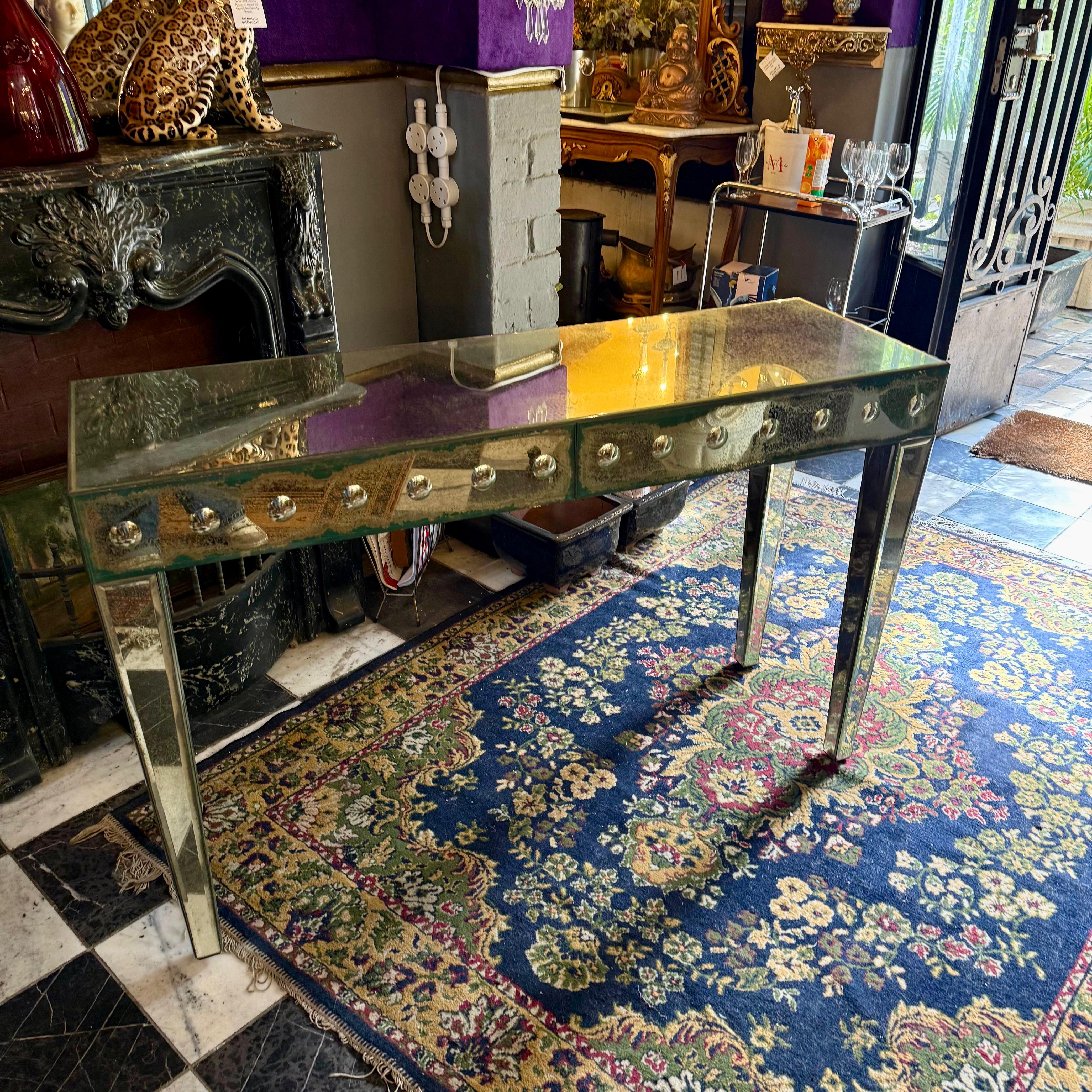 Aged Mirrored Console