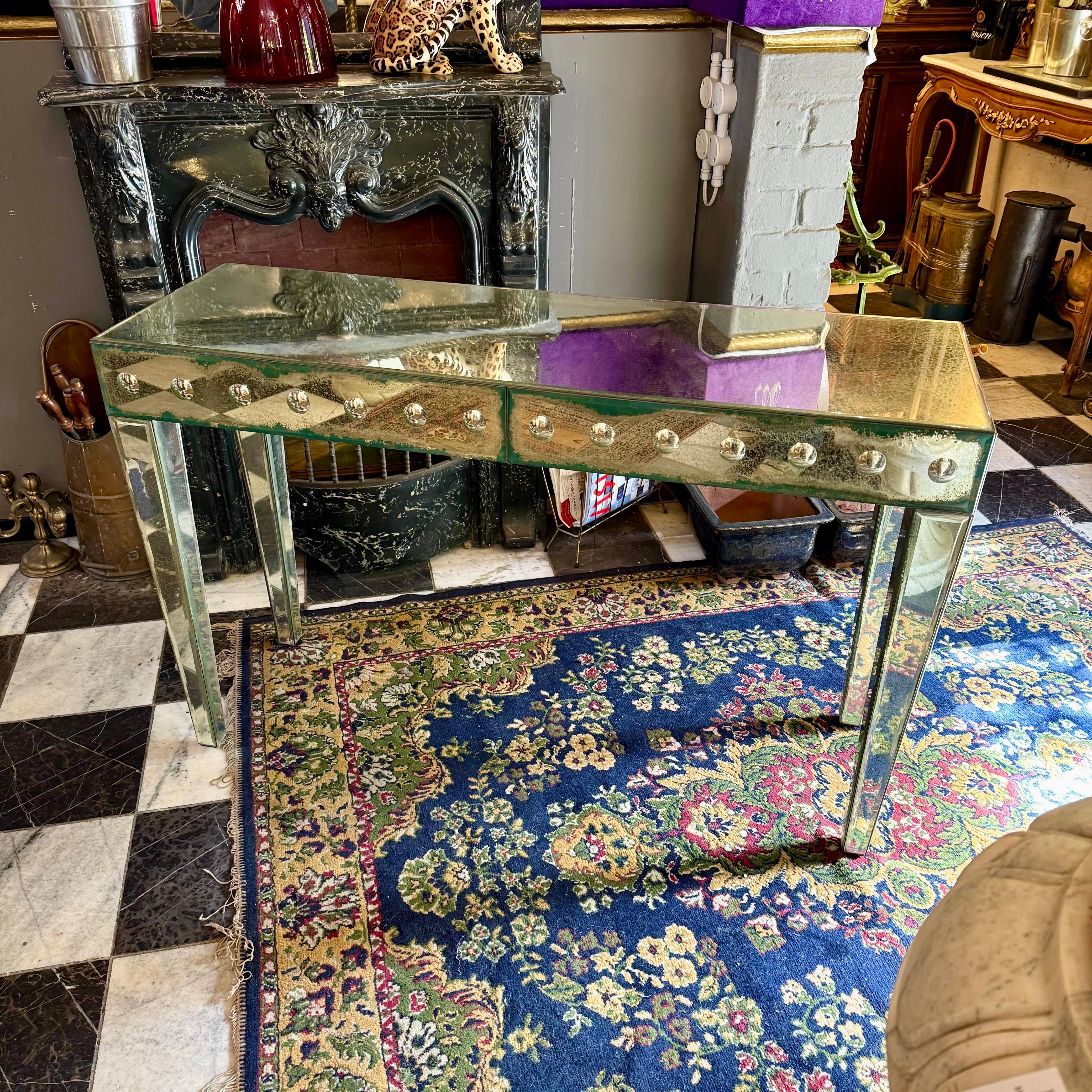 Aged Mirrored Console