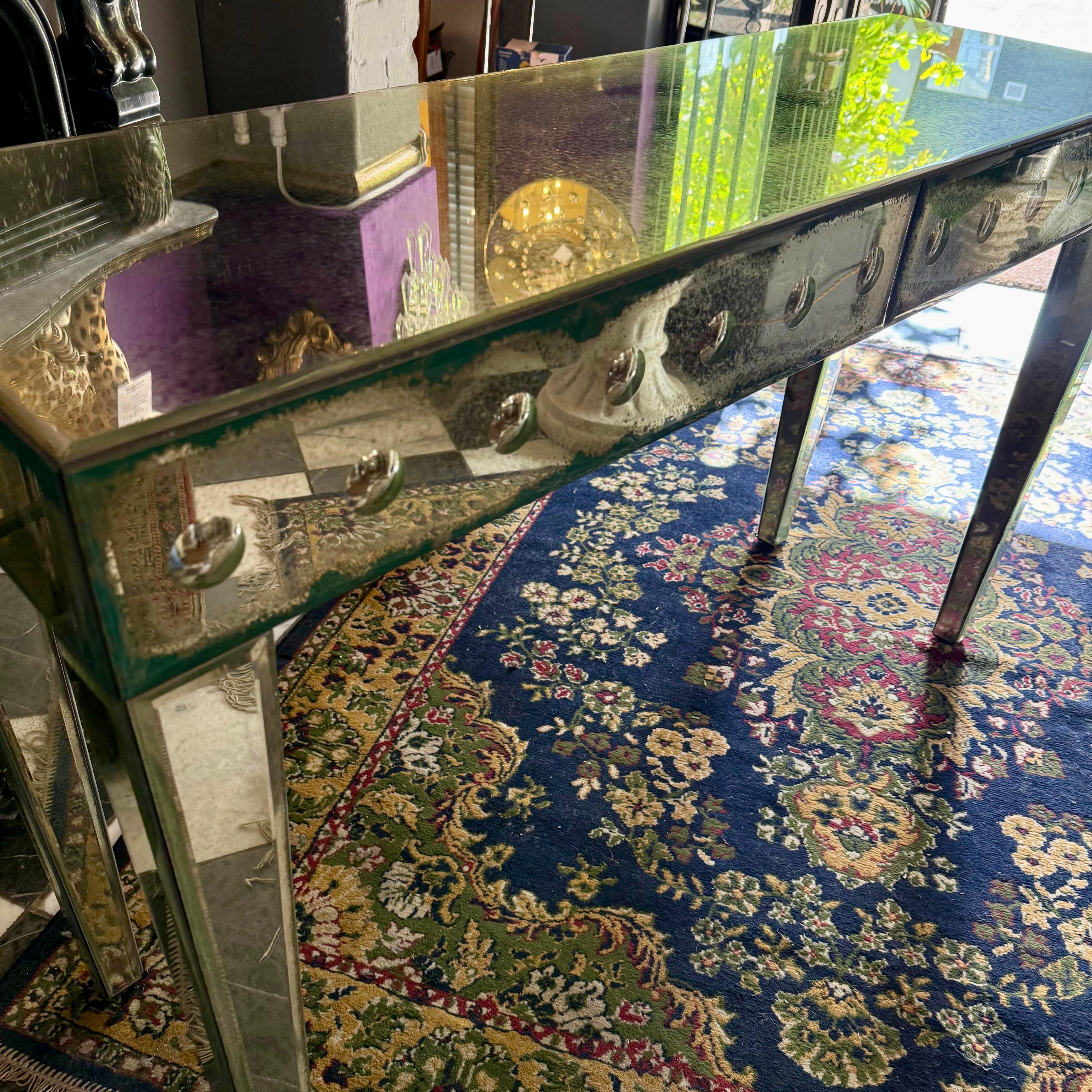 Aged Mirrored Console