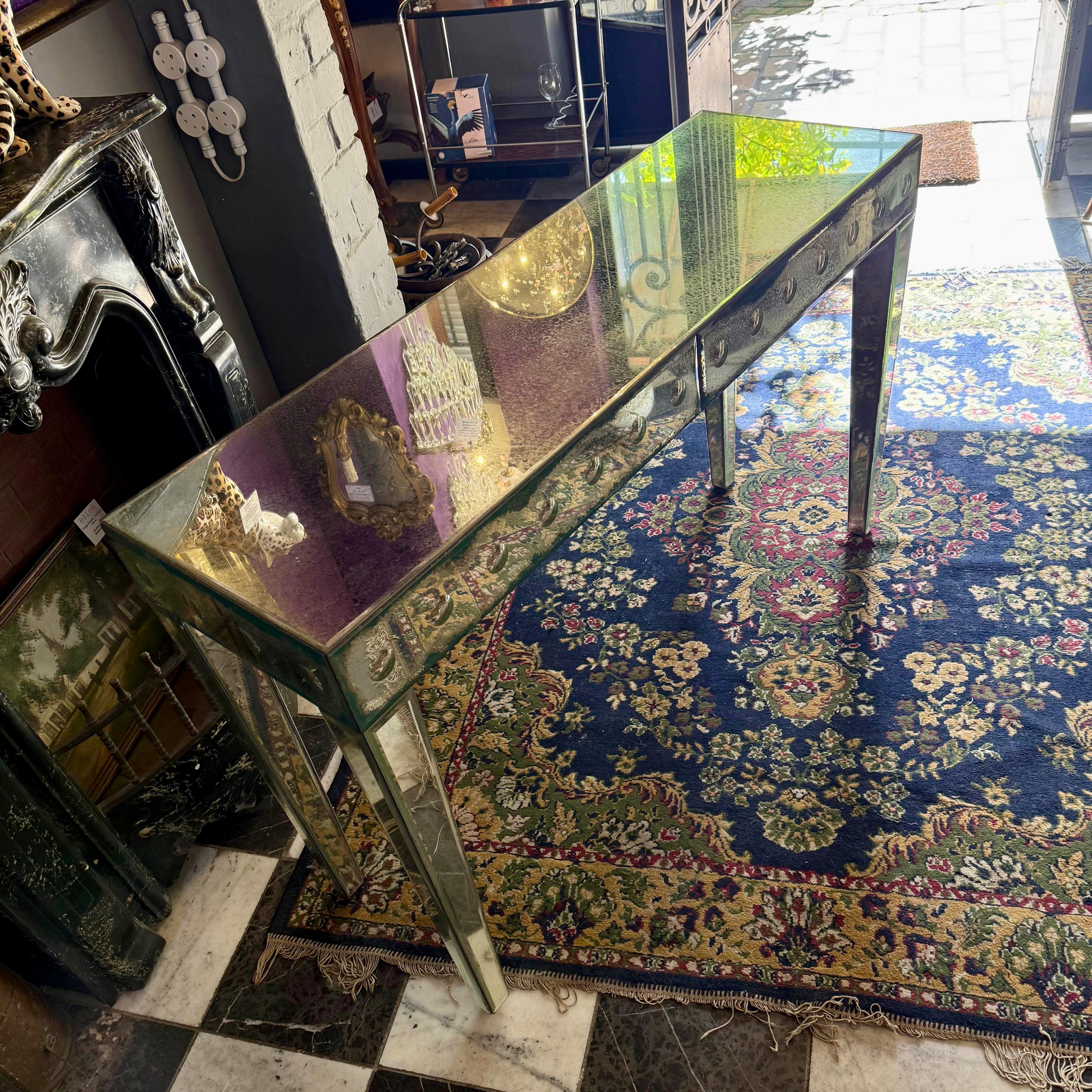Aged Mirrored Console