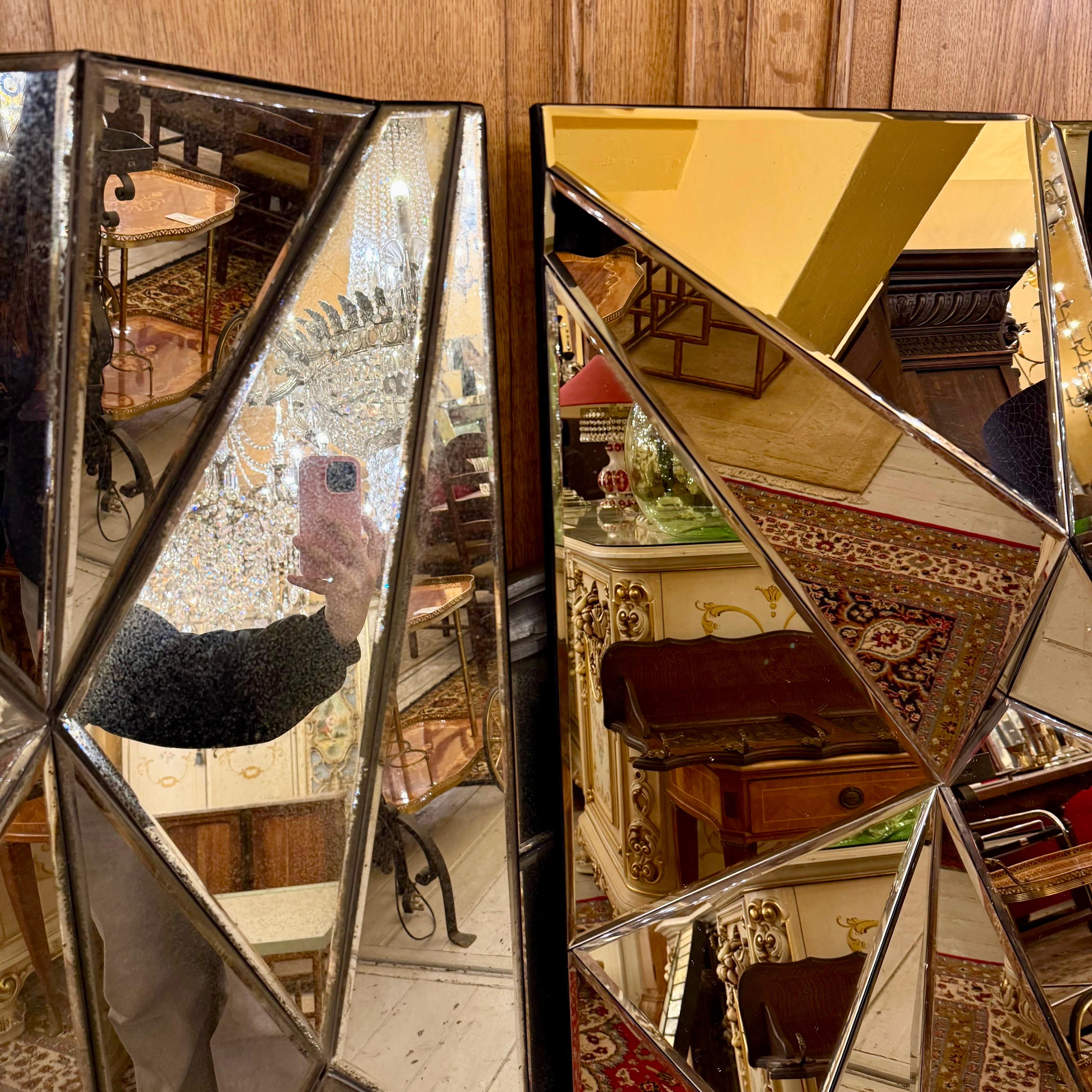 Contemporary Rose Gold Rectangular Faceted Mirror