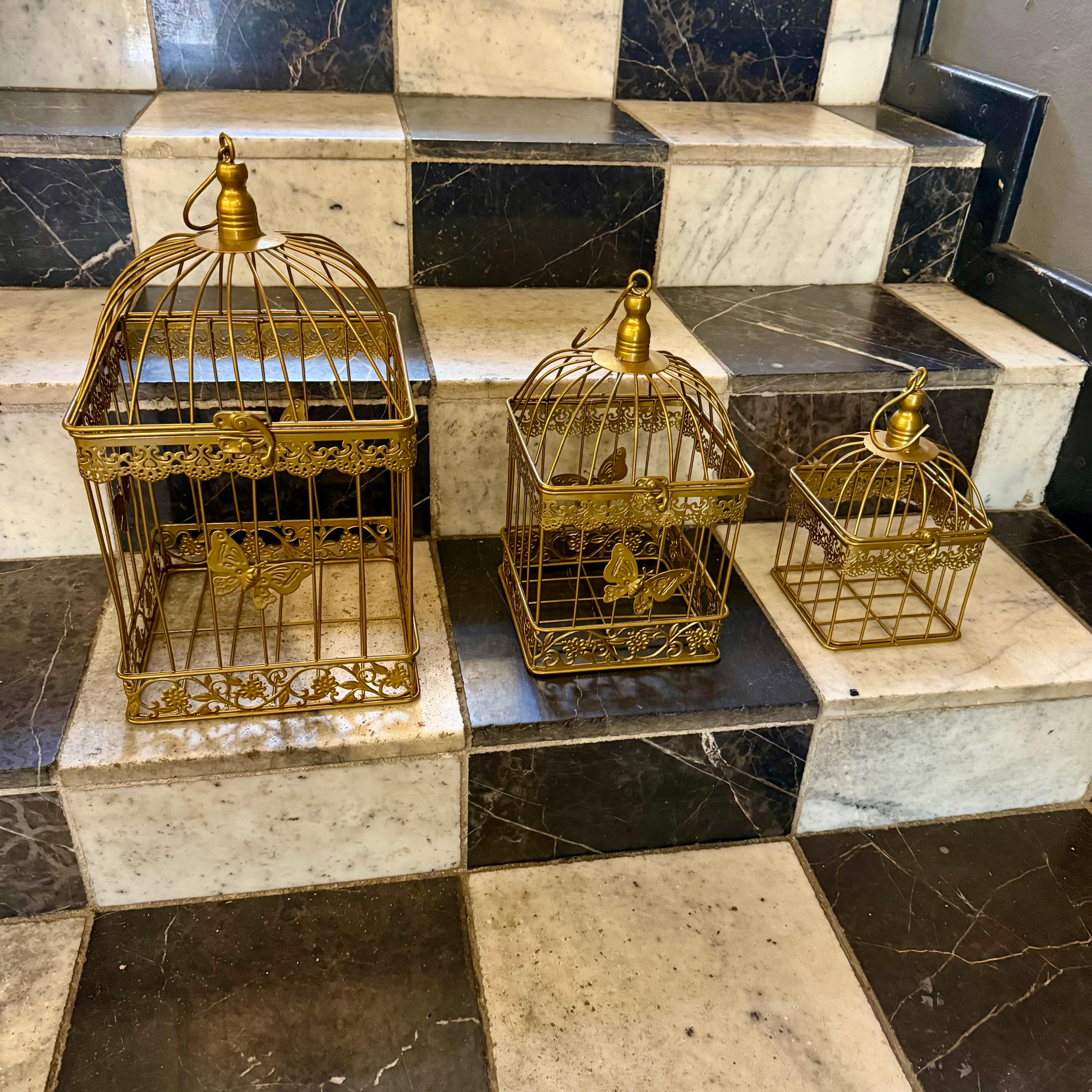 Set of Vintage Painted Bird Cages
