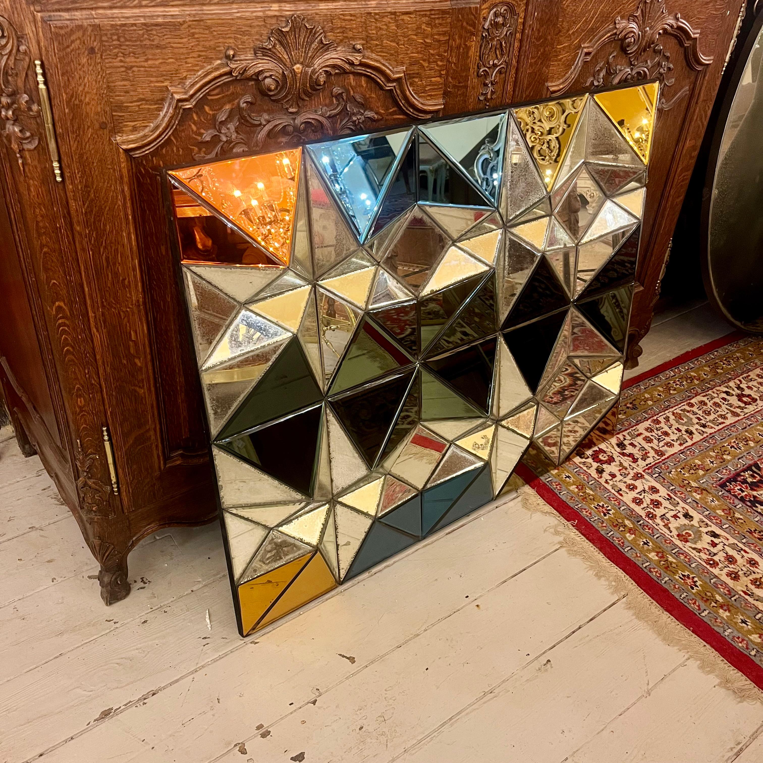 Contemporary Faceted Multicoloured Mirror
