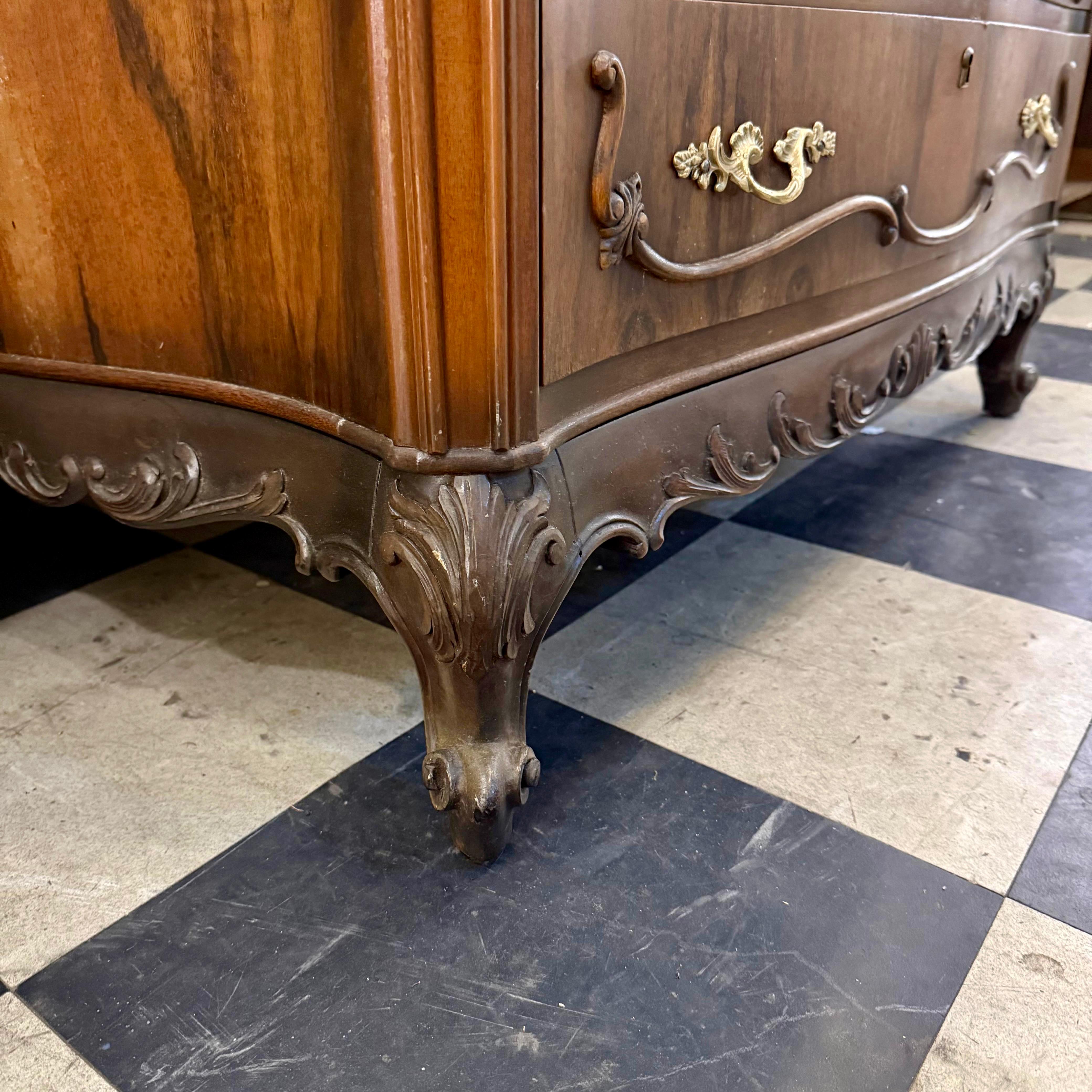 French Louis XV–Style Mahogany Commode with Marble Top - SOLD