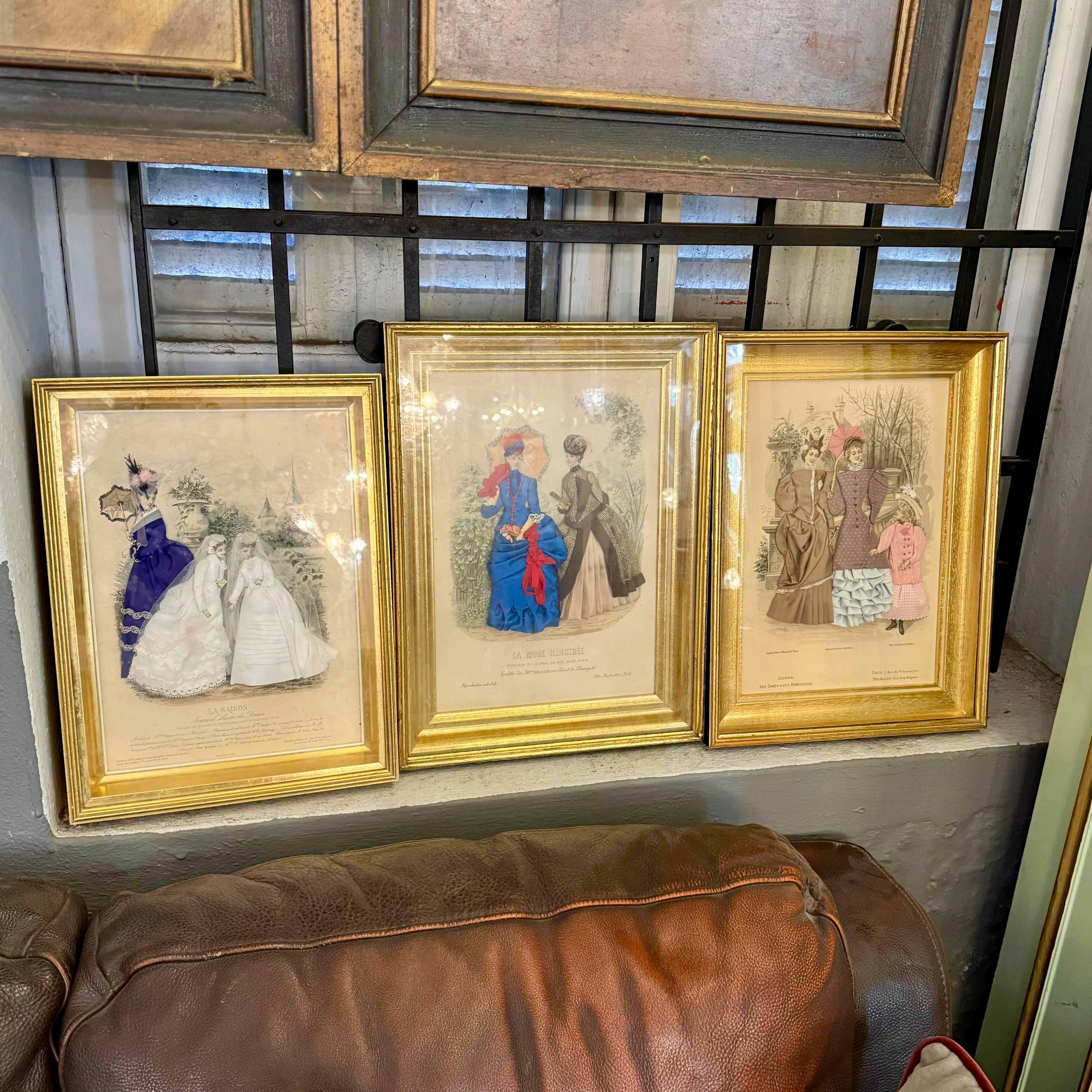 Vintage Framed Victorian Fashion Artworks