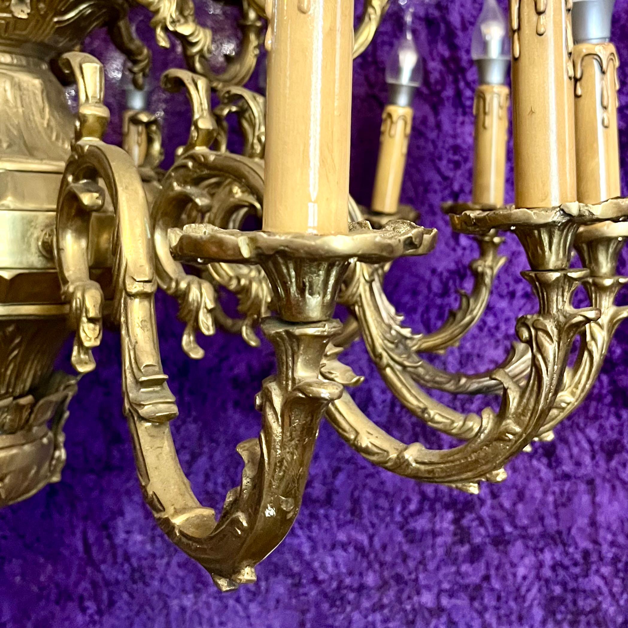Monumental 24-Light Brass Chandelier, Early 20th Century - SOLD