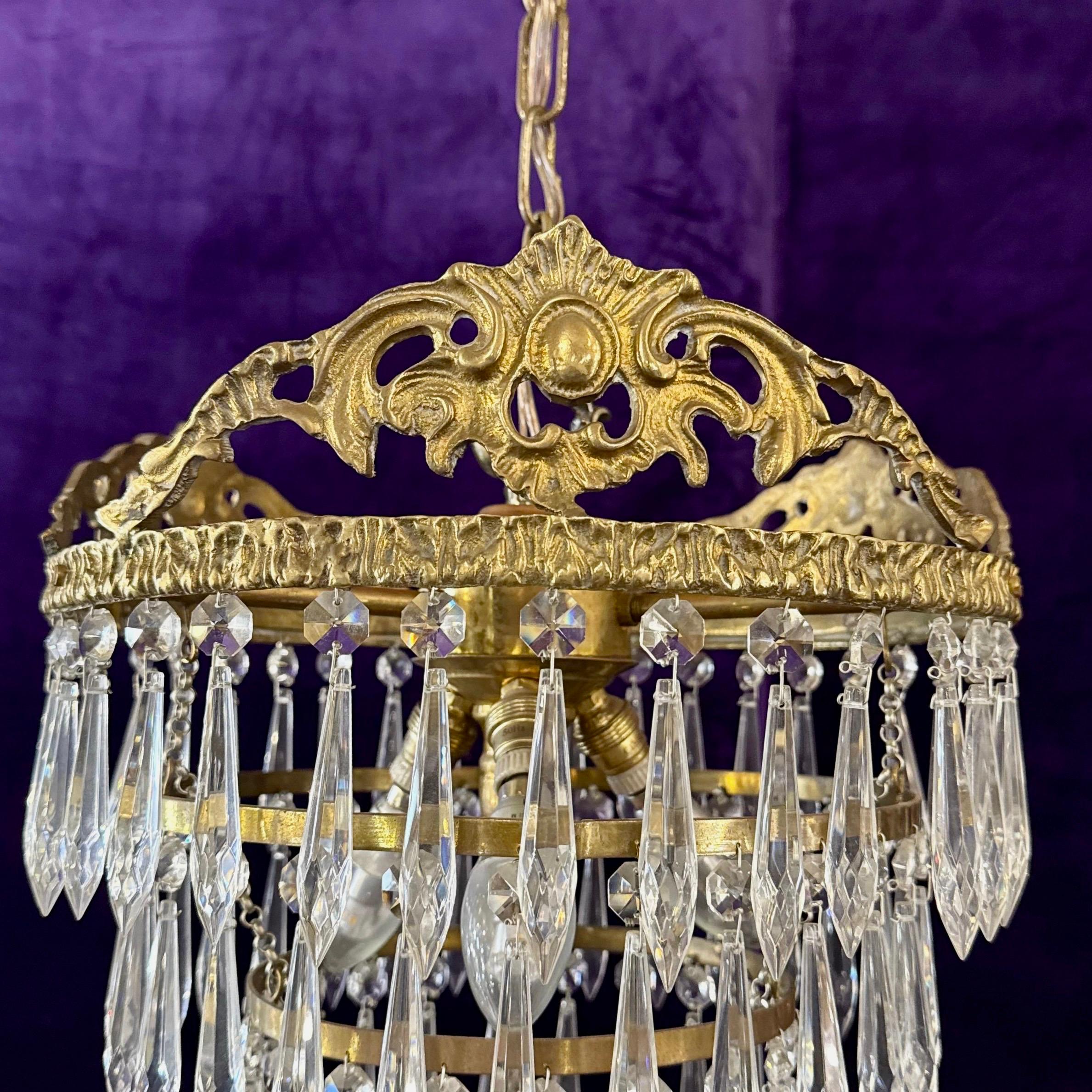 Delos Custom Waterfall Chandelier with Antique Brass Castings - SOLD