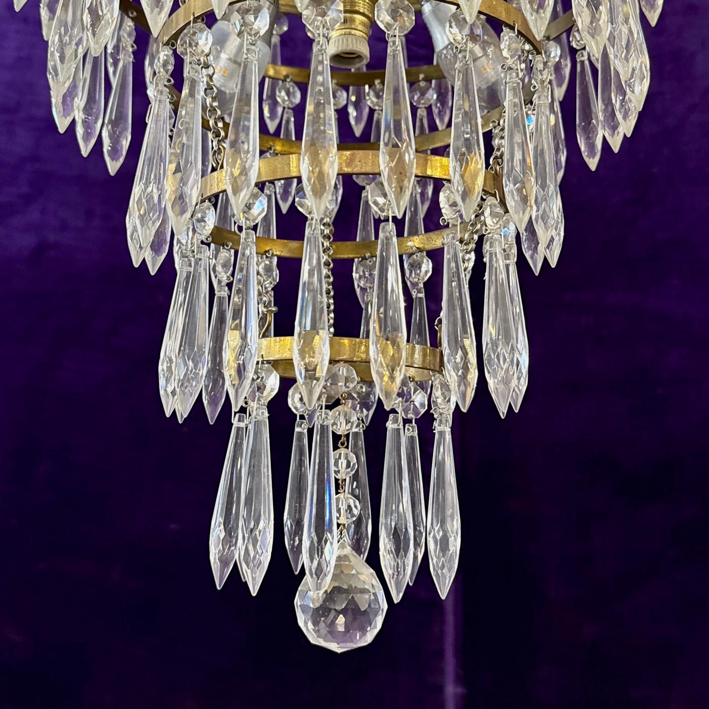 Delos Custom Waterfall Chandelier with Antique Brass Castings - SOLD