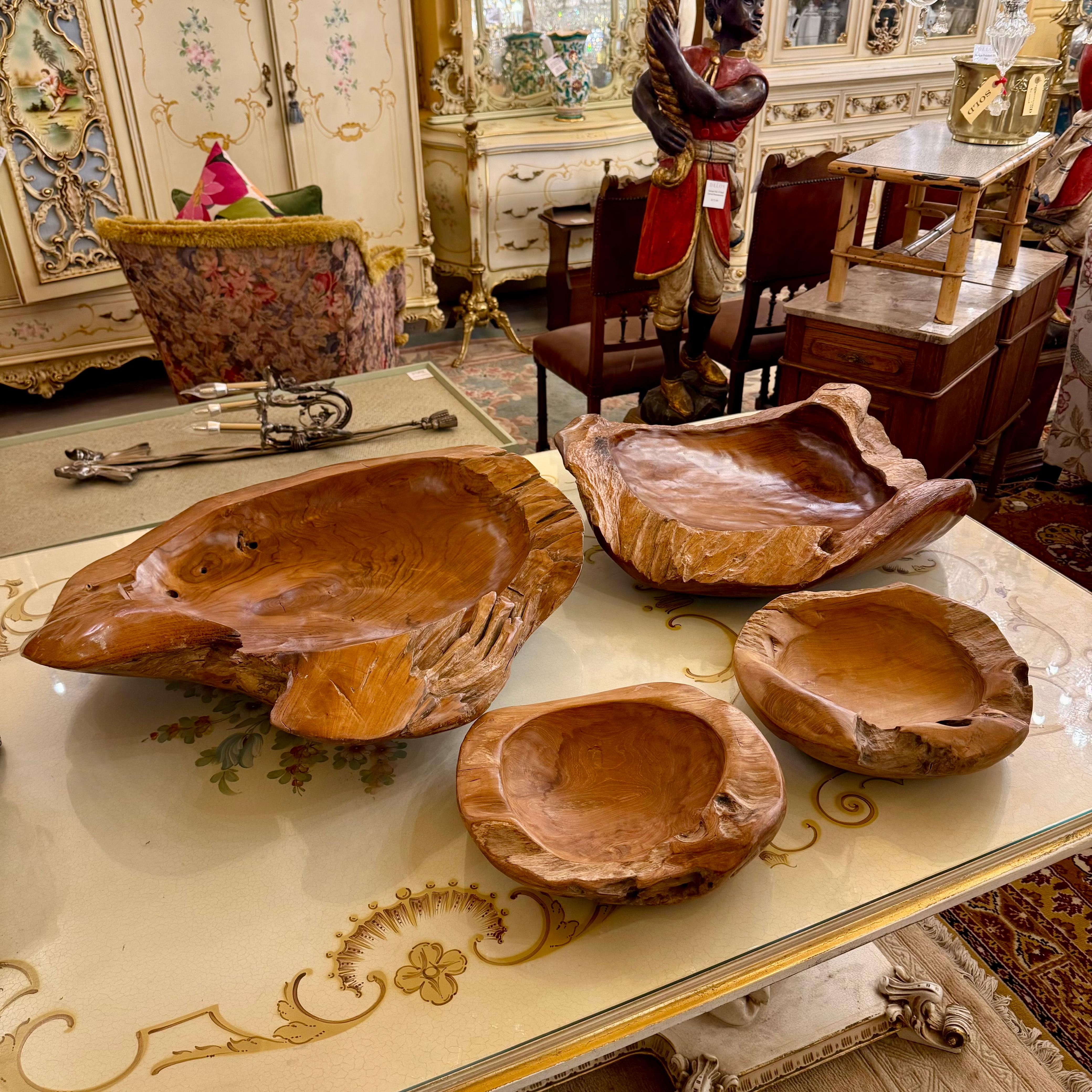 Assortment of Organically Carved Wooden Bowls