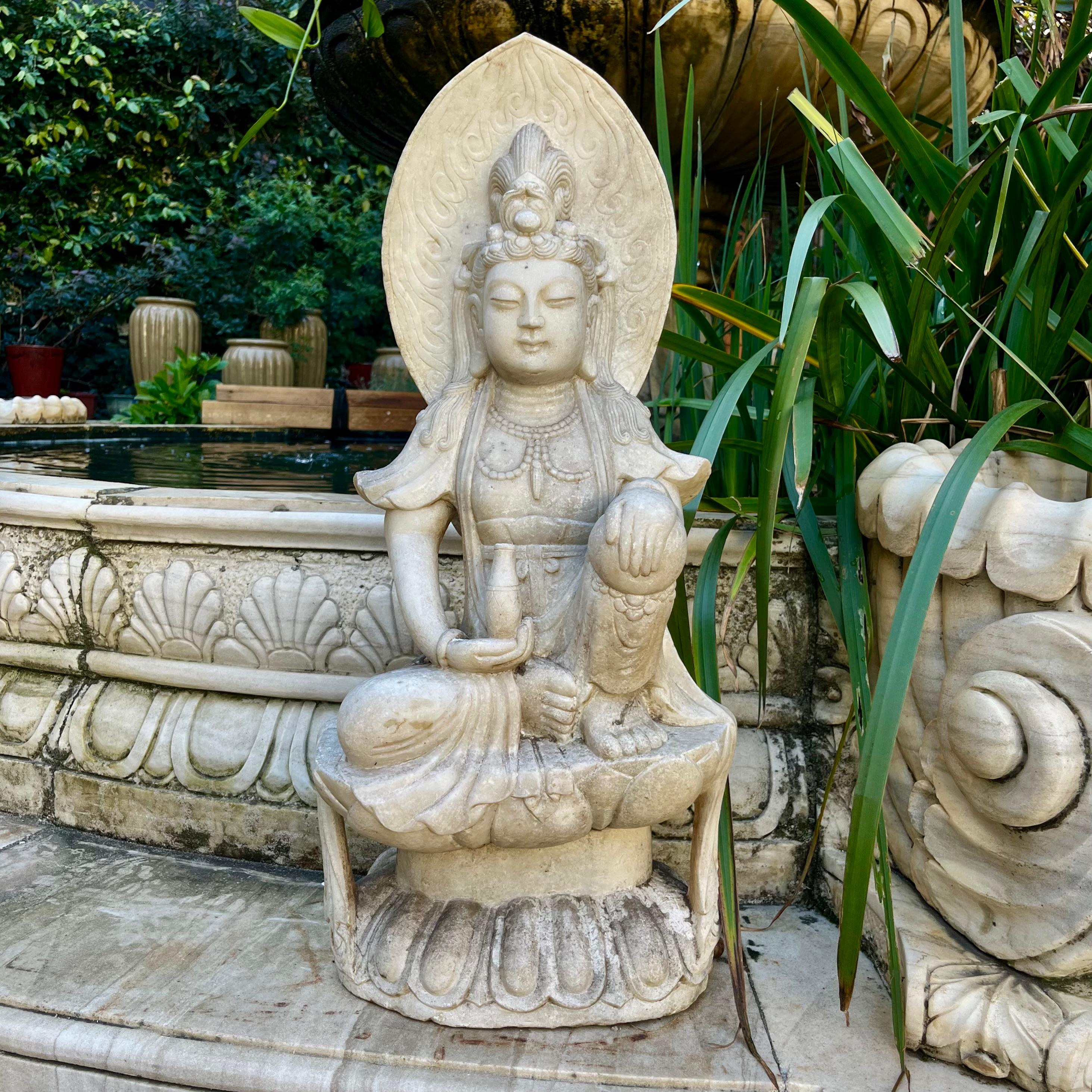 Antique Carved Marble Buddha