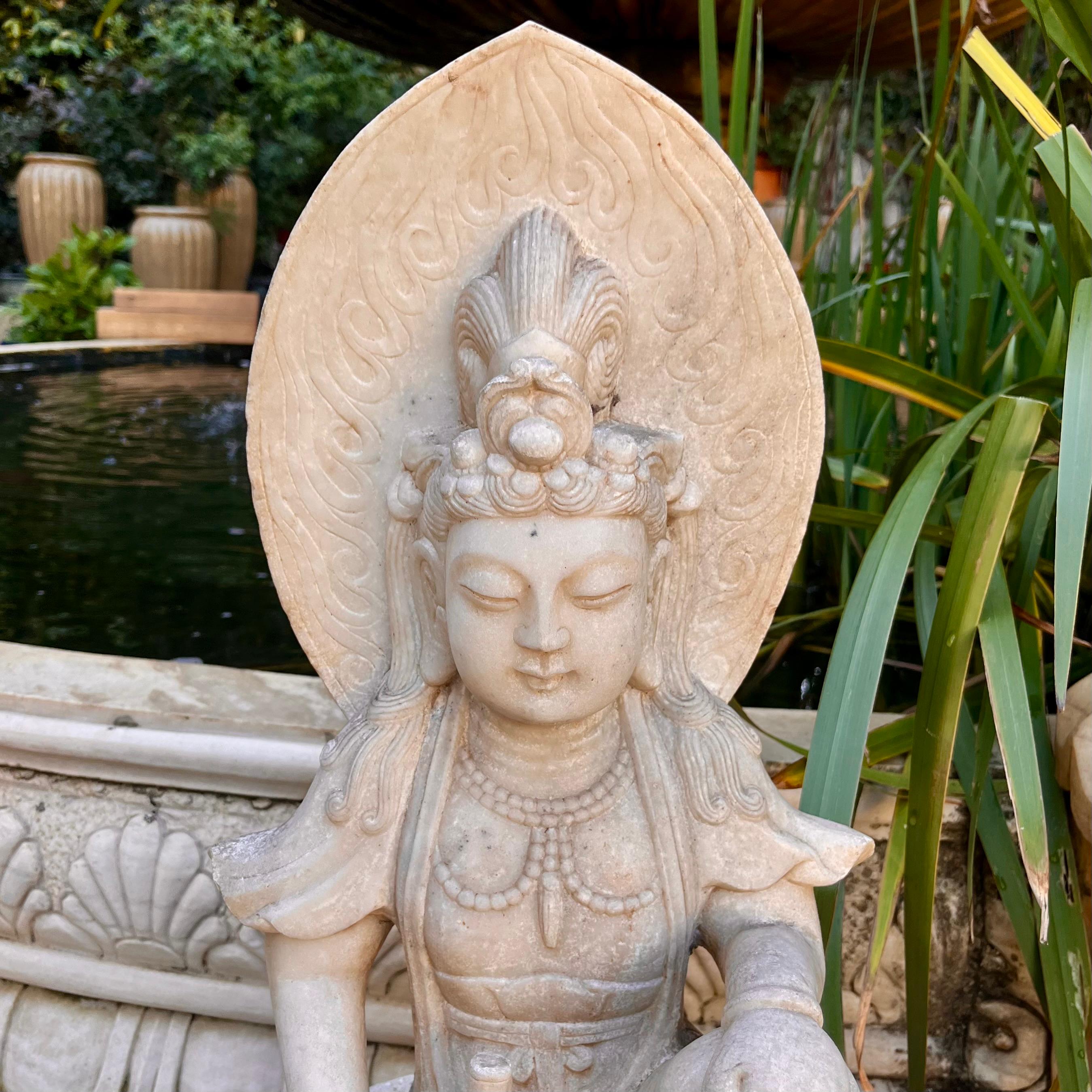 Antique Carved Marble Buddha