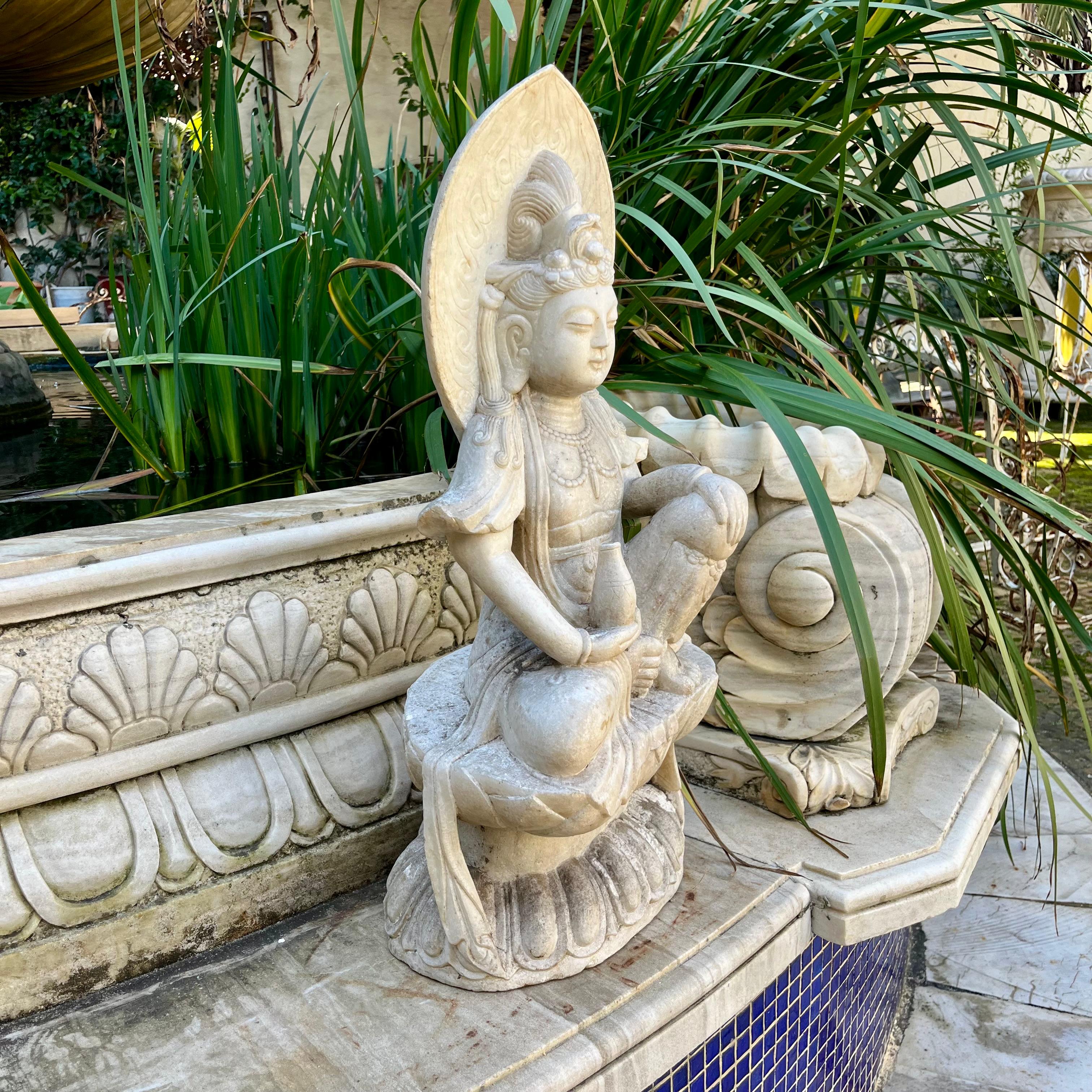 Antique Carved Marble Buddha