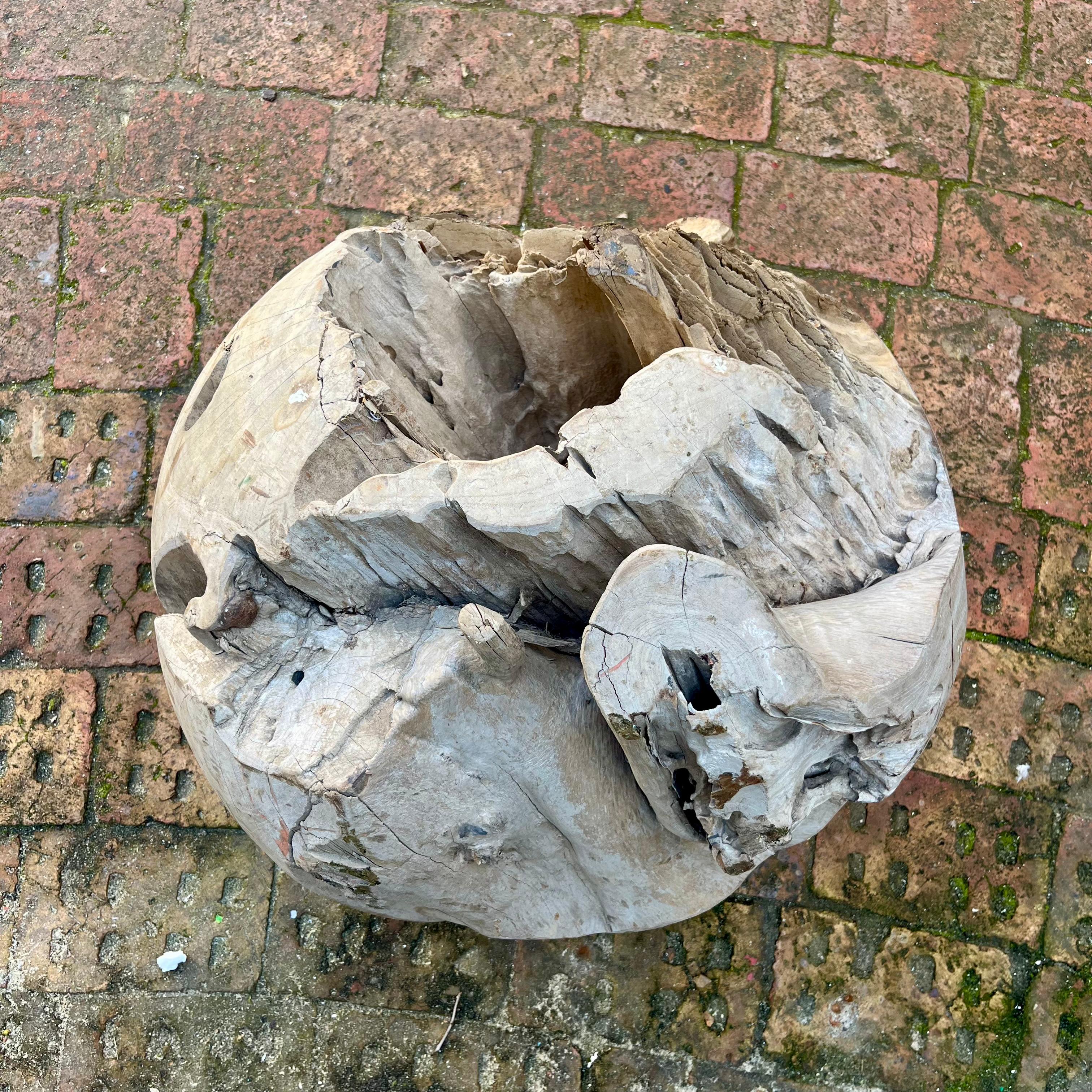 Organic Carved Wooden Decor Ball