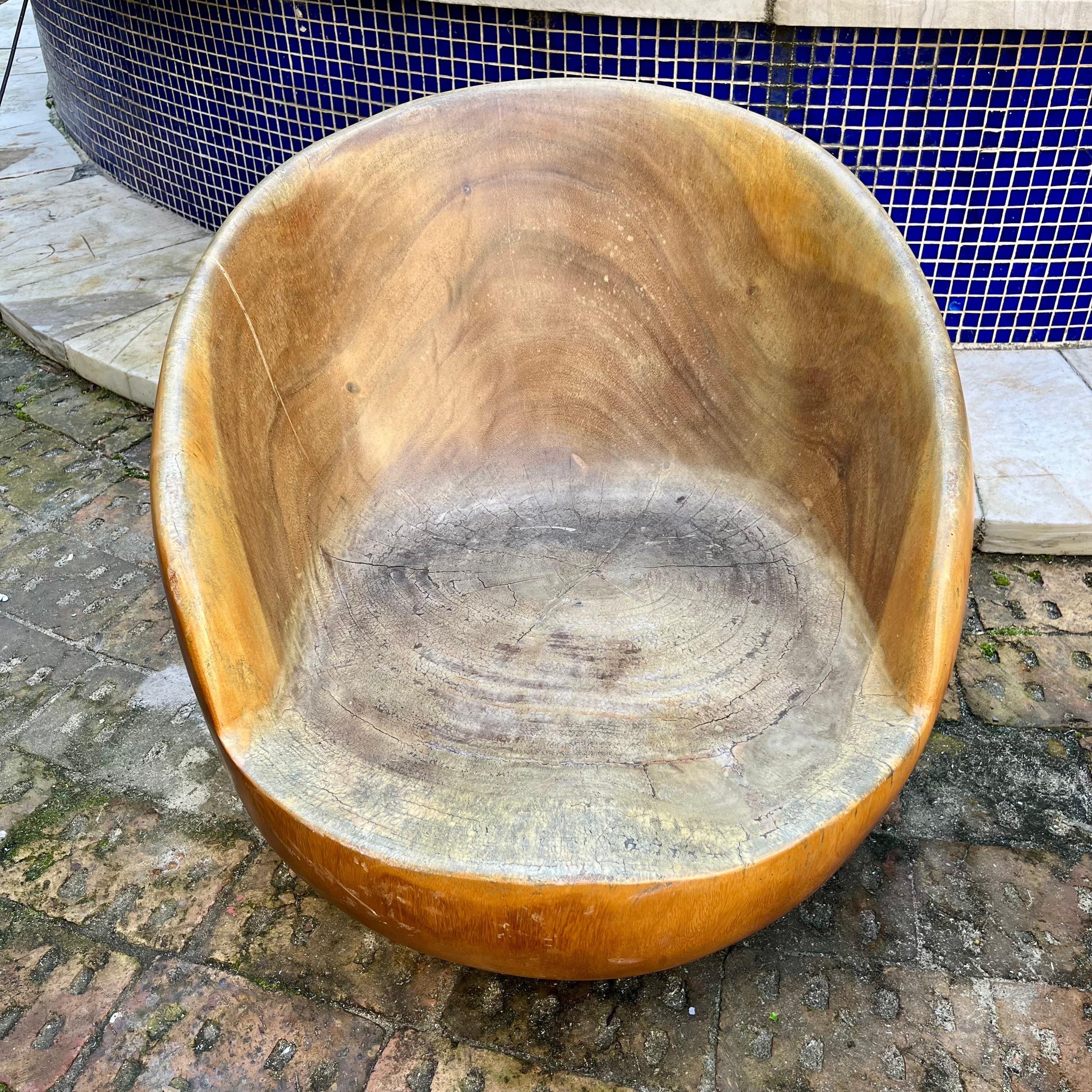 Carved Wooden Tub Chairs and Retro Wood Table