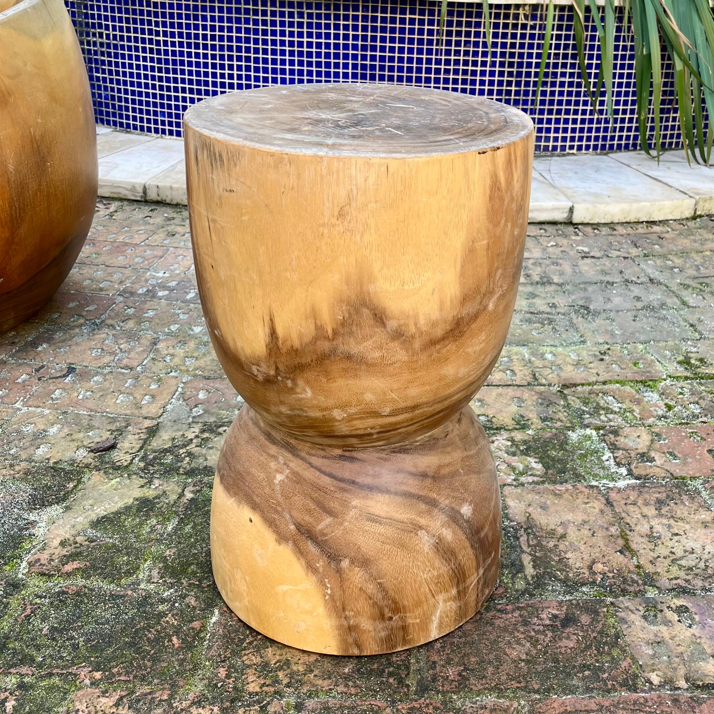 Carved Wooden Tub Chairs and Retro Wood Table