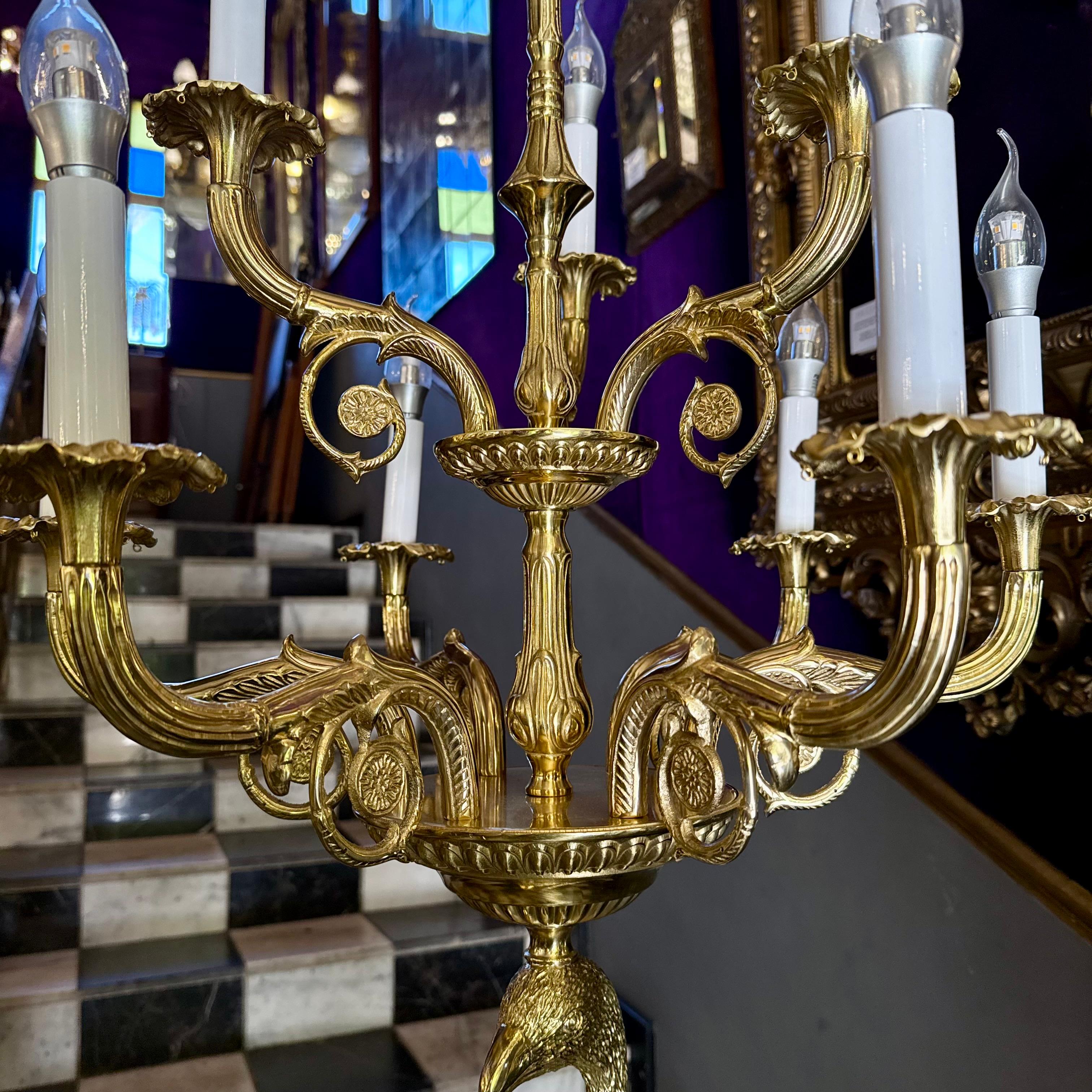 Pair of Brass Peacock Standing Lamps