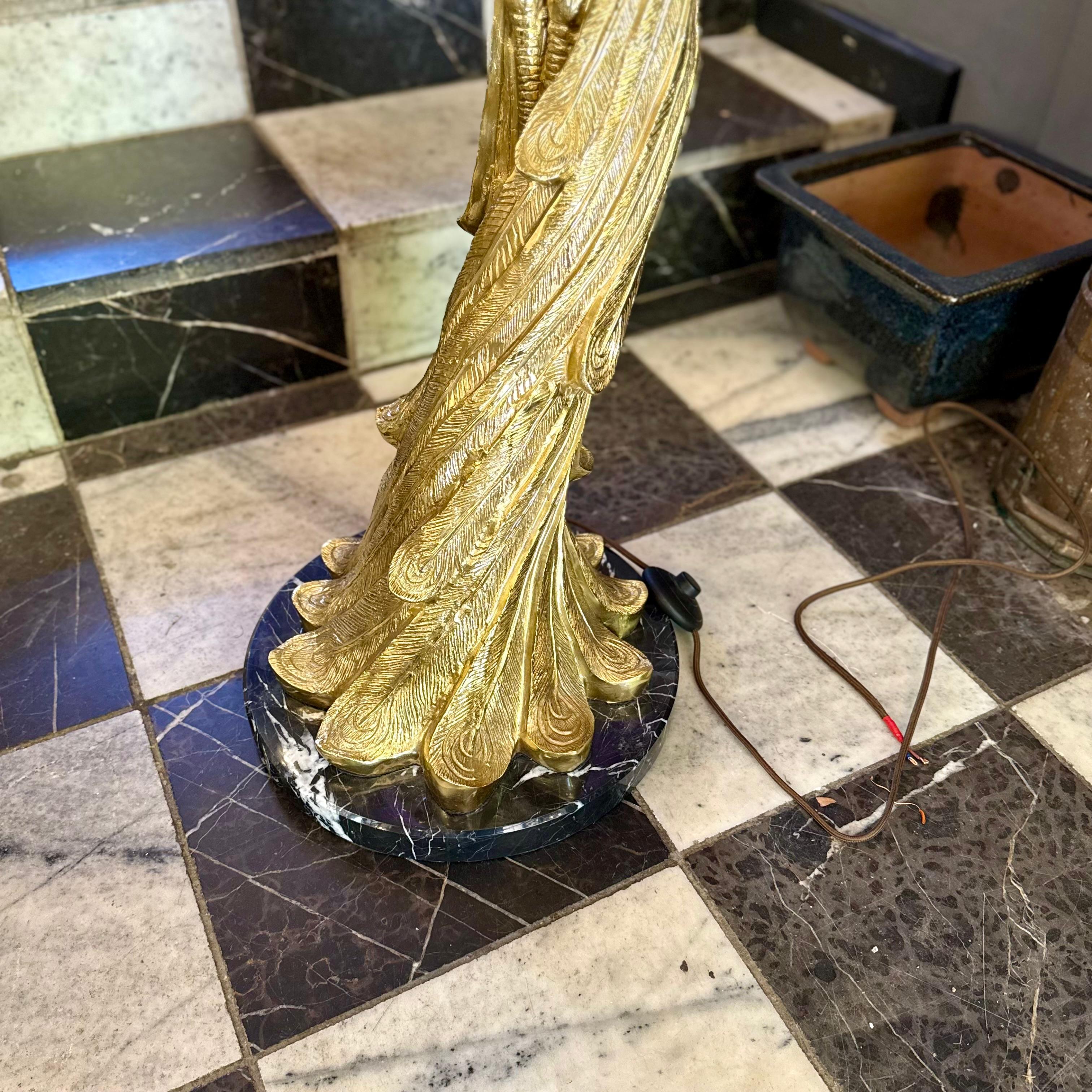 Pair of Brass Peacock Standing Lamps