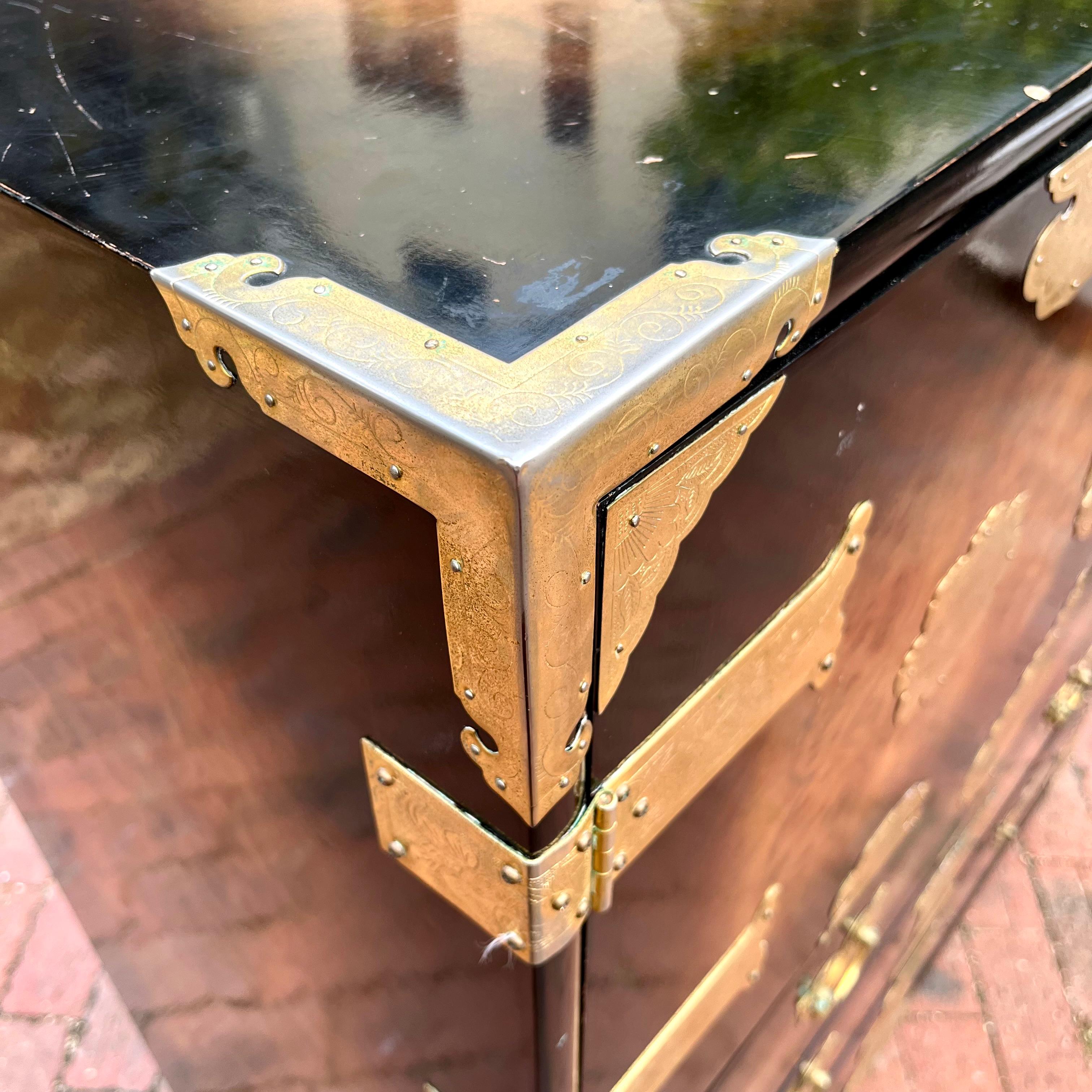 Vintage Korean Tansu Chest with Brass Mounts