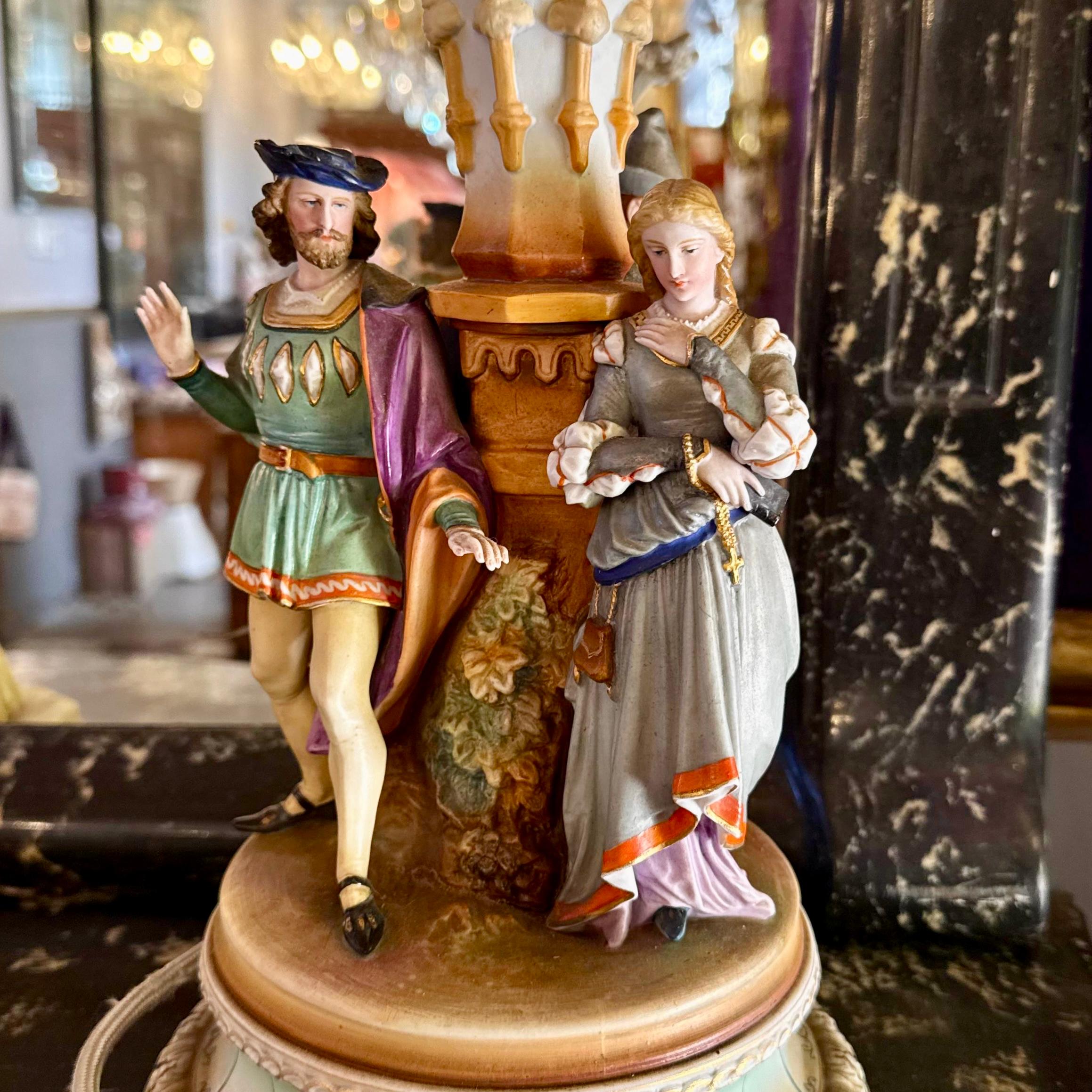 Capodimonte Figurine Lamp with Rococo Courtiers
