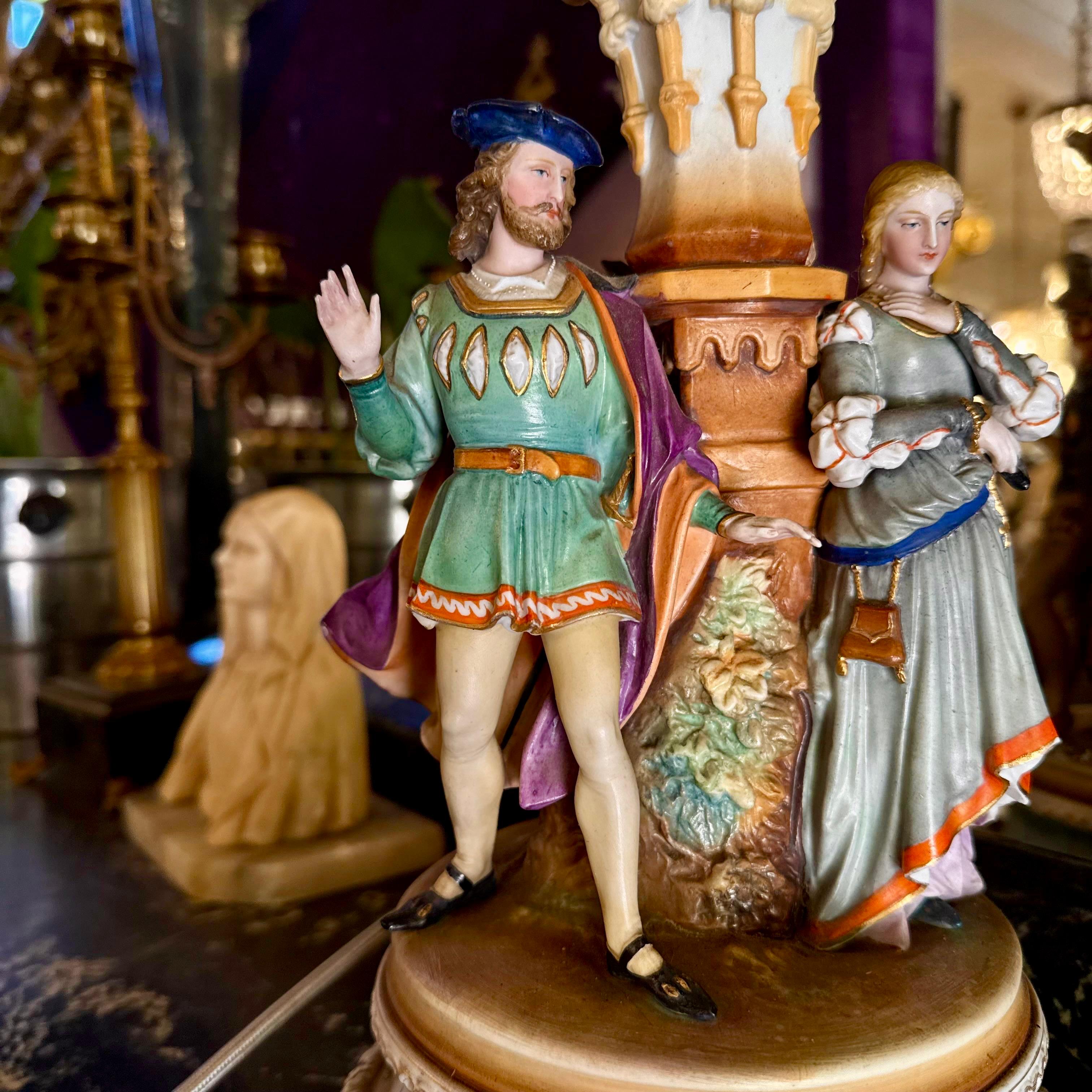 Capodimonte Figurine Lamp with Rococo Courtiers