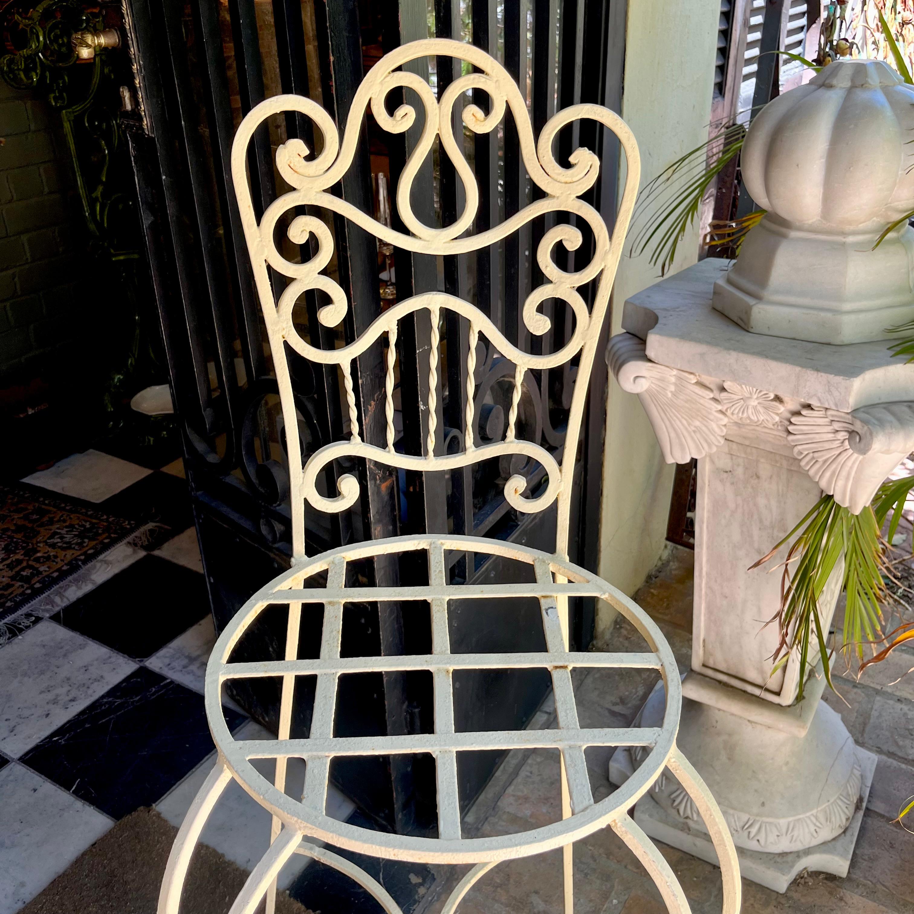 Wrought Iron Scroll-Back Bar Chair