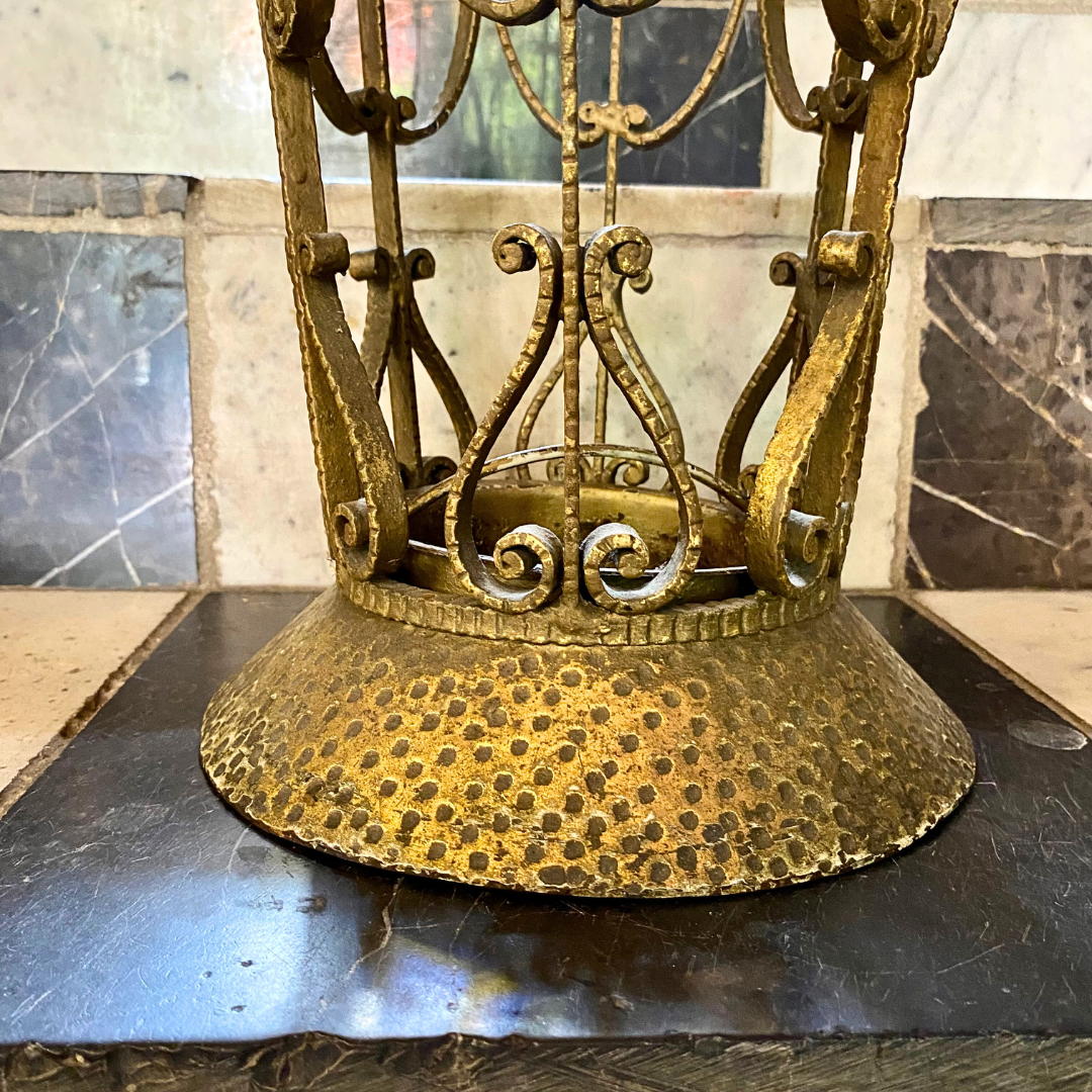 Gold Painted Wrought Iron Umbrella Basket